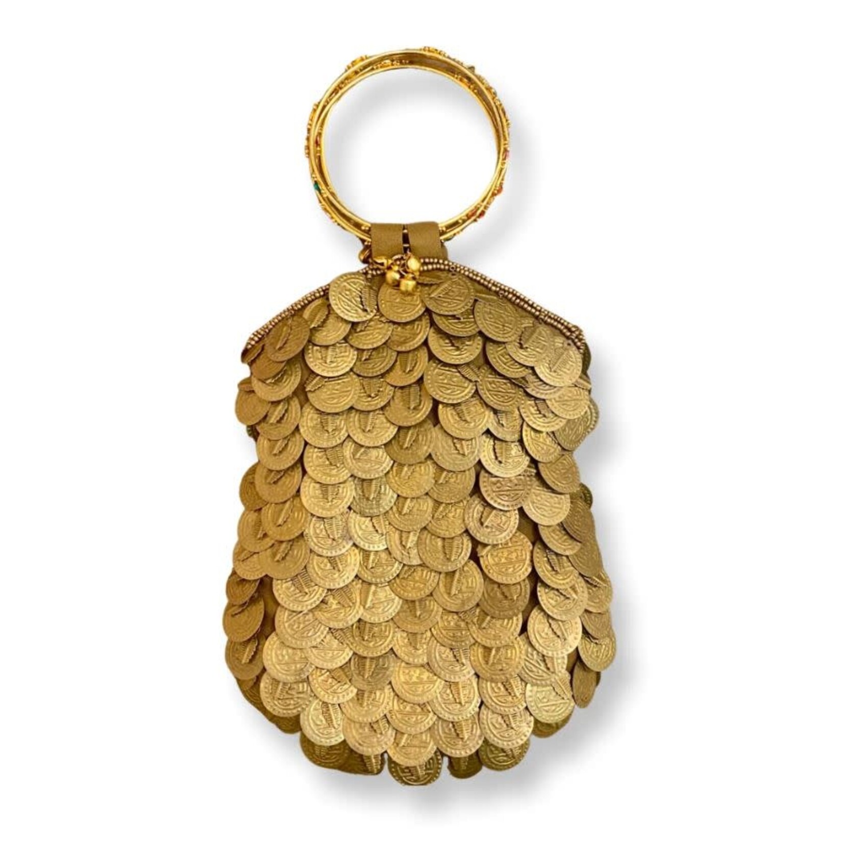 David Jeffery Gold Medallions with Ring Handle Handbag