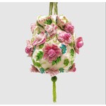 David Jeffery Pink Roses with Blue Green Embroidery & Green Rope Handbag