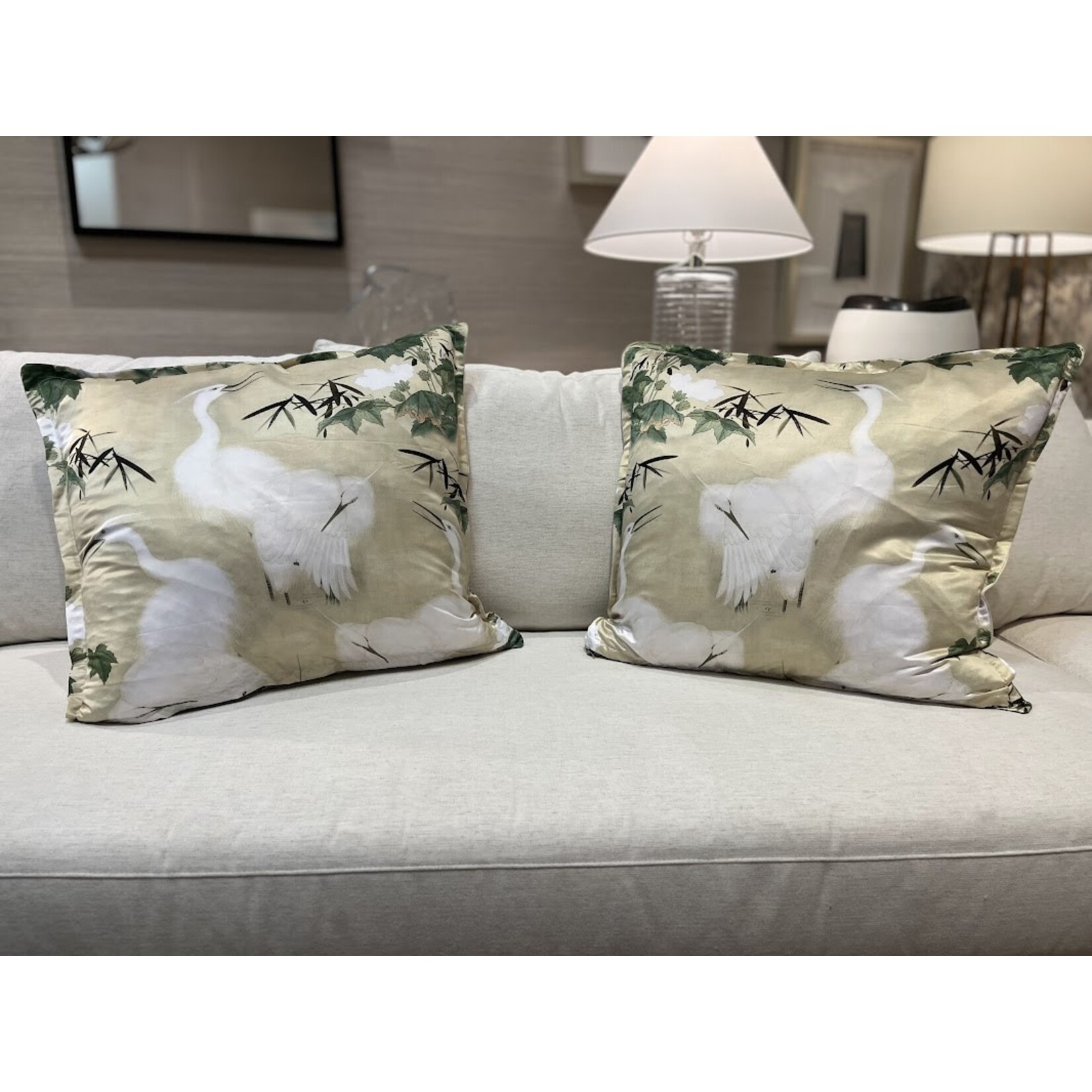 Poetic Pillow White Egret with Flange Pillow 26x26