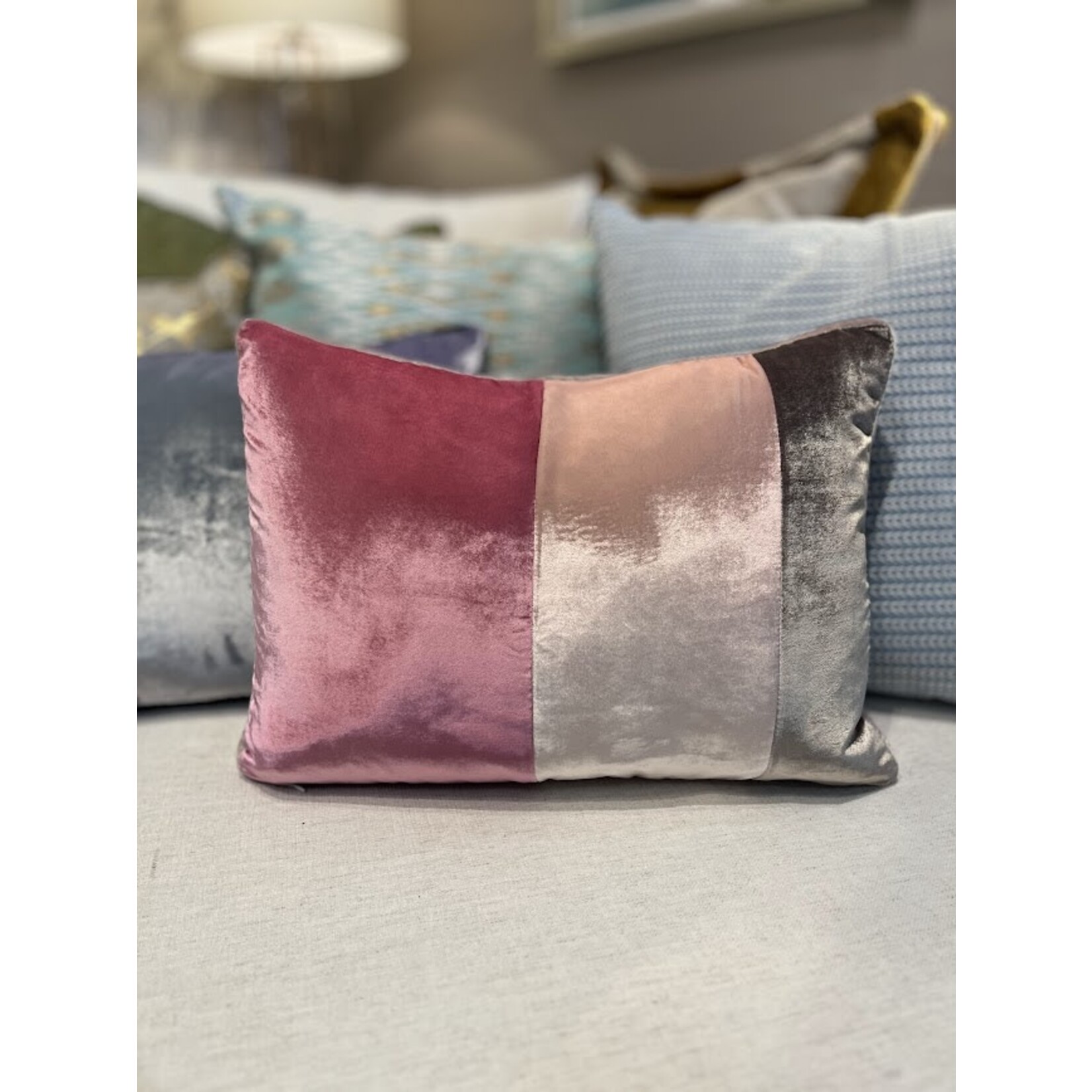 Kevin O'Brien Studio Color Block Velvet Throw Pillow