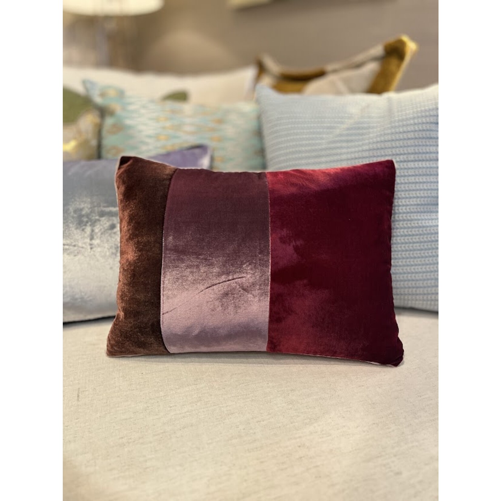 Kevin O'Brien Studio Color Block Velvet Throw Pillow