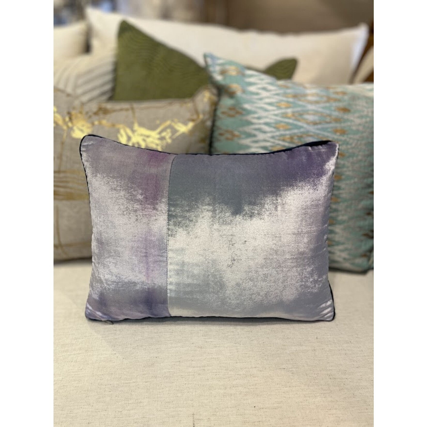 Kevin O'Brien Studio Color Block Velvet Throw Pillow