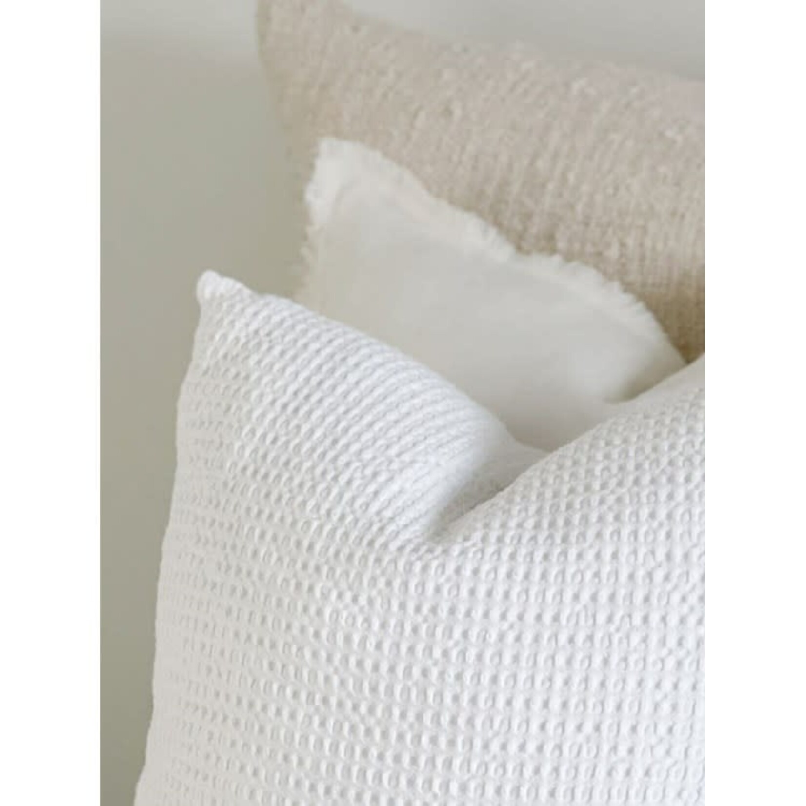 Anaya White 14x20 Down Cotton Waffle Weave Pillow