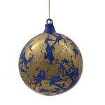 Jim Marvin Enterprises Dark Blue Dipped in Gold Glass Ball Ornament 4.72"
