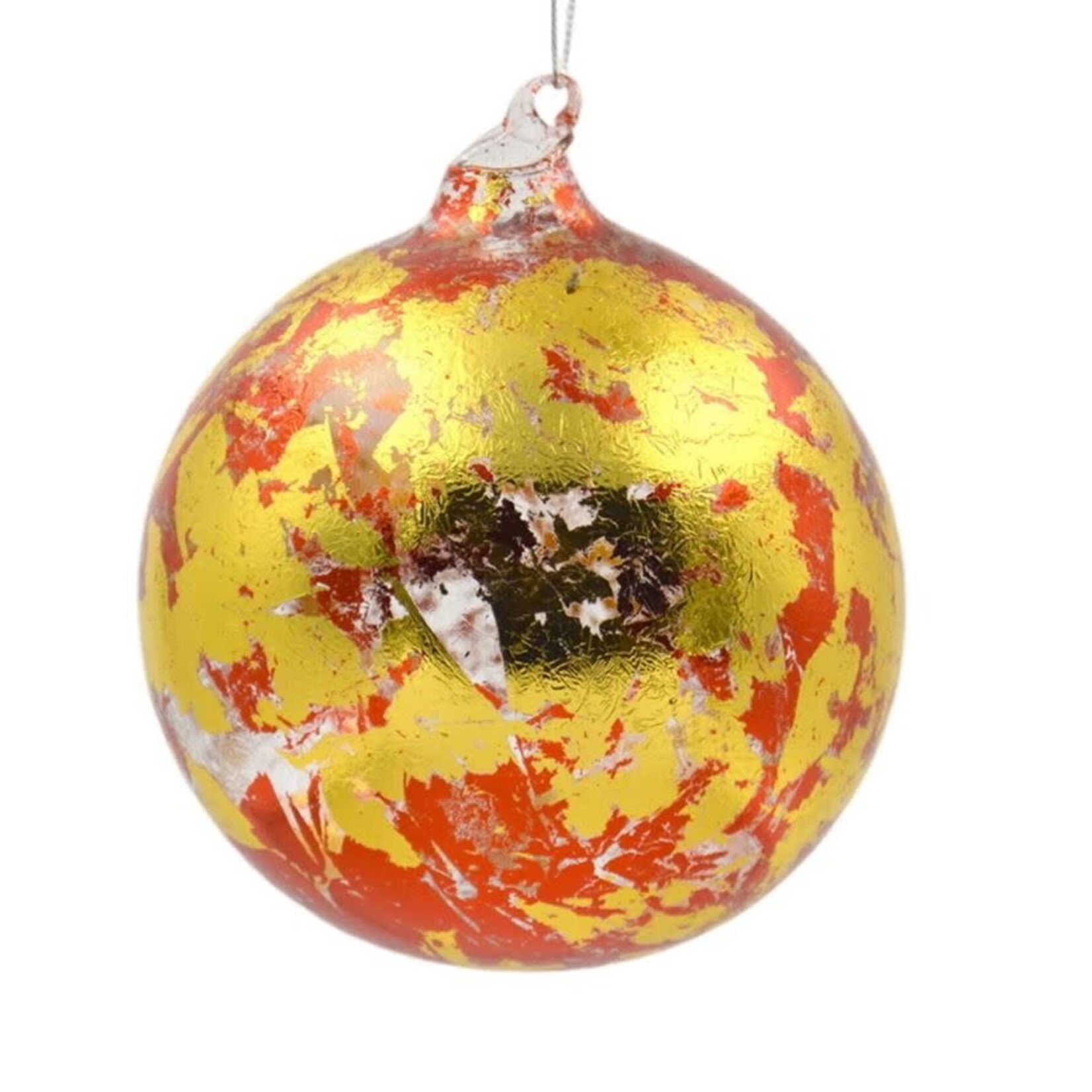 Winward Floral & Seasonal Decor Metallic Gold Leaf Glass Ball Ornament 4.72"