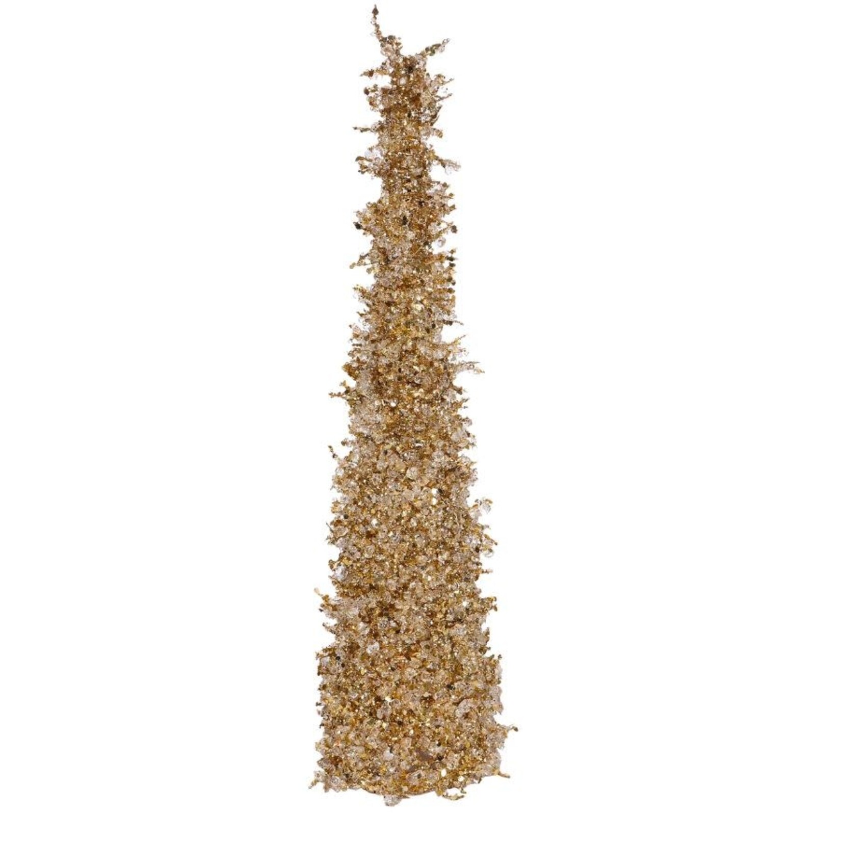 Winward Floral & Seasonal Decor Ice Cone Tree Gold & Clear Crystal