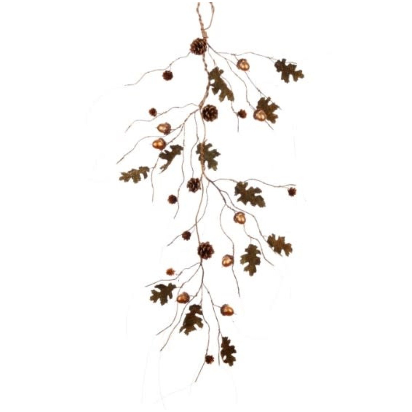 Winward Floral & Seasonal Decor Faux Oak Leaf & Gold Acorn Garland 38"