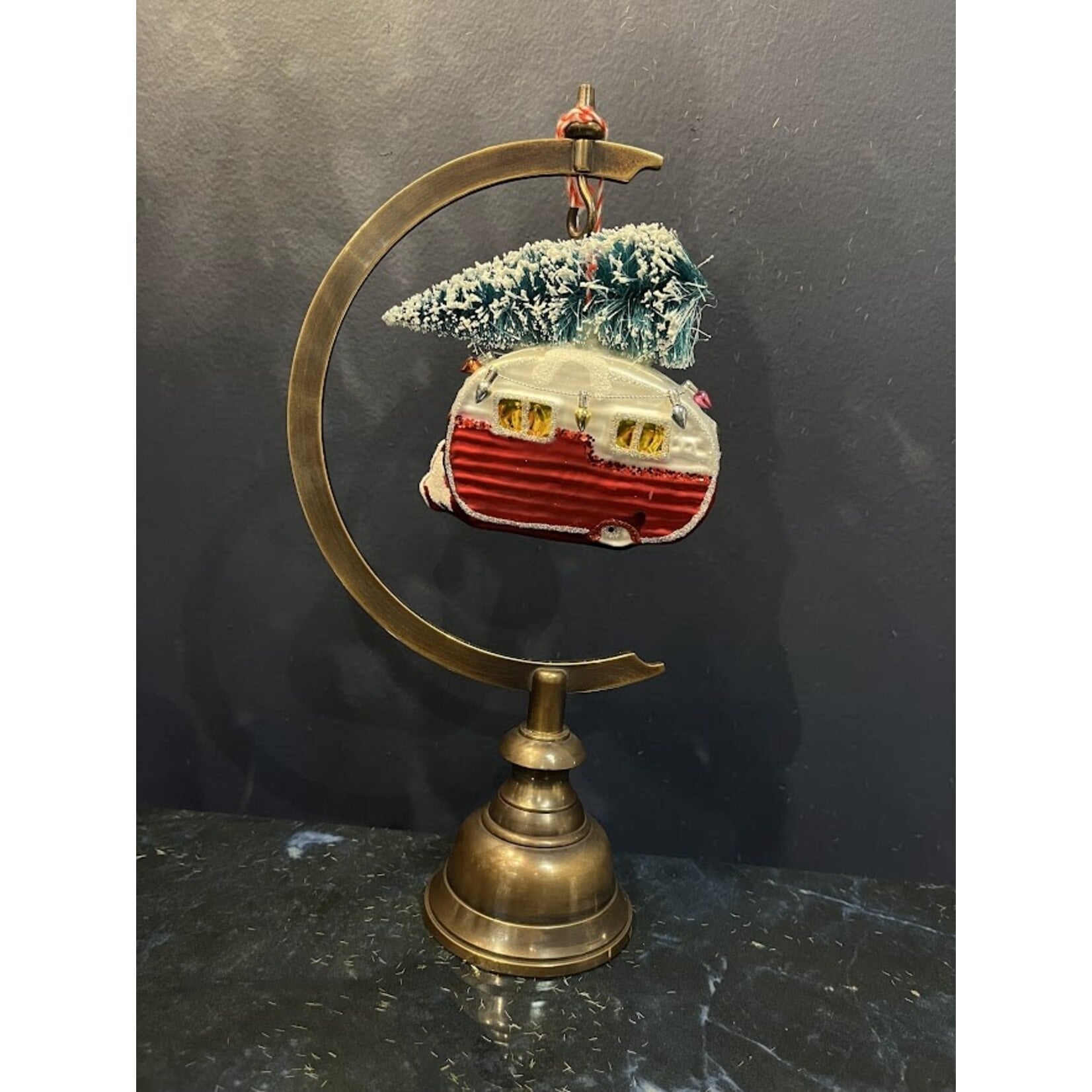 Two's Company Vintage Car with Christmas Tree Glass Ornament