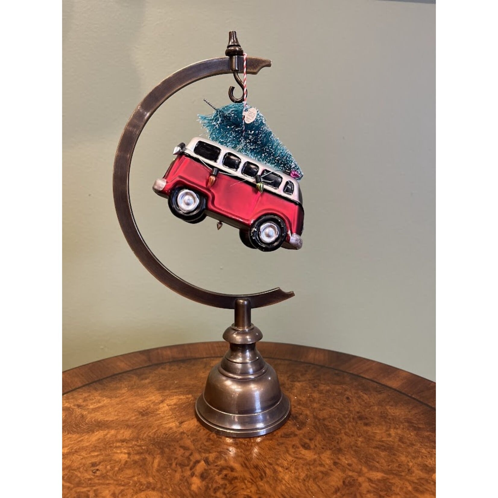 Two's Company Vintage Car with Christmas Tree Glass Ornament