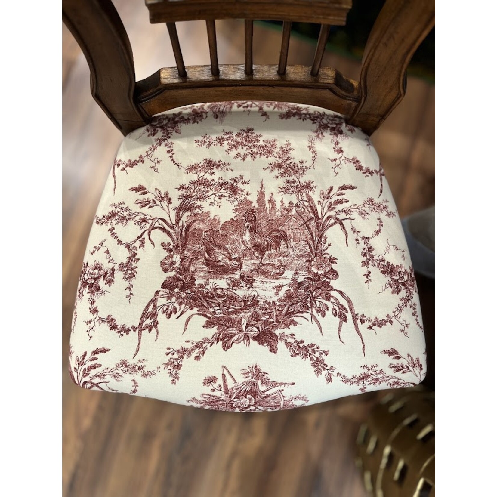 French Heritage Side Dining Chair with La Petite Ferme Toile Rooster Seat