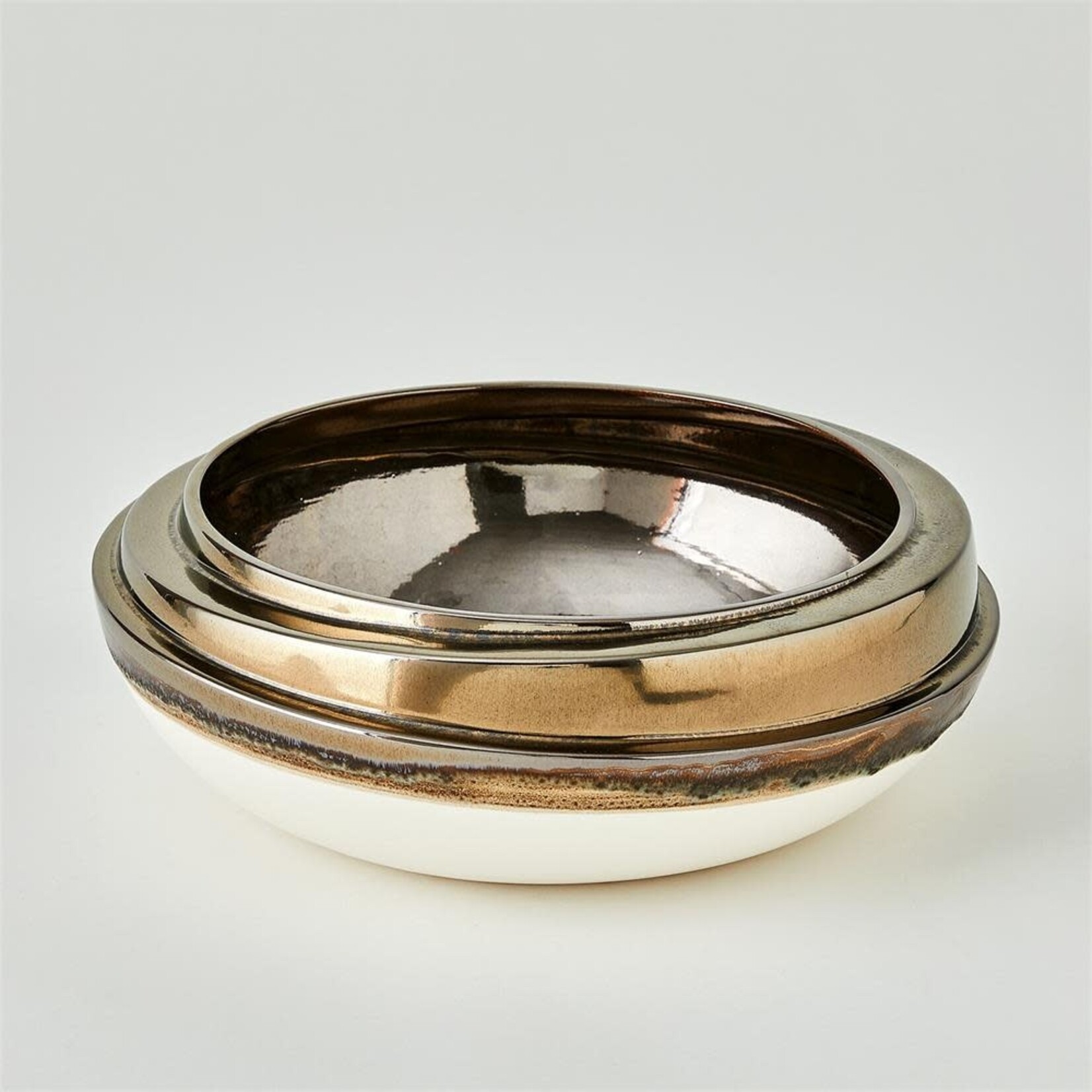 Global Views Slant Stack Bowl Reactive Bronze