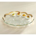 Annieglass Roman 24K Gold Rimmed Antique Deviled Egg Platter