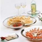 Annieglass Roman Antique Chip & Dip Bowl Platinum