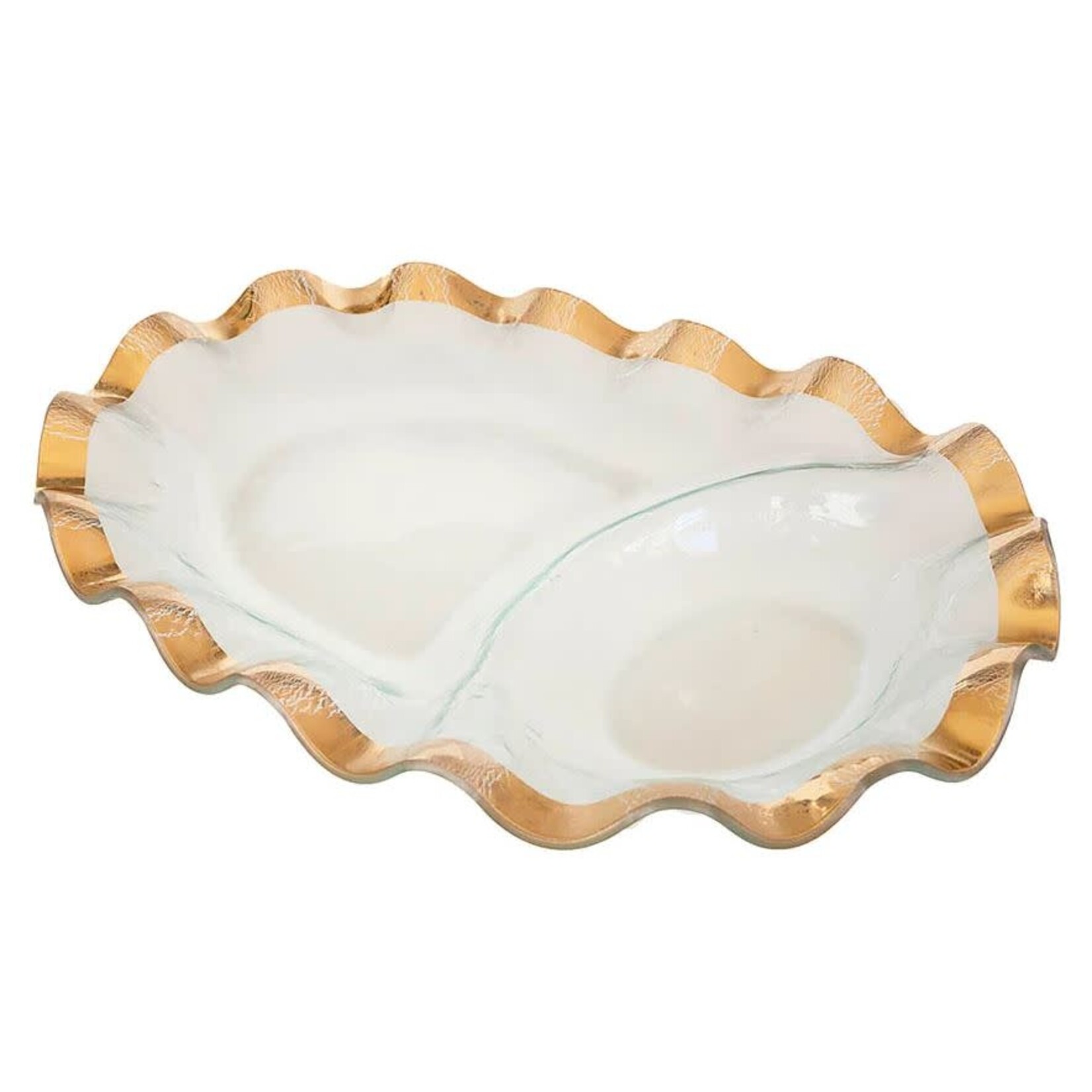 Annieglass Ruffle Oval Chip & Dip 24K Gold
