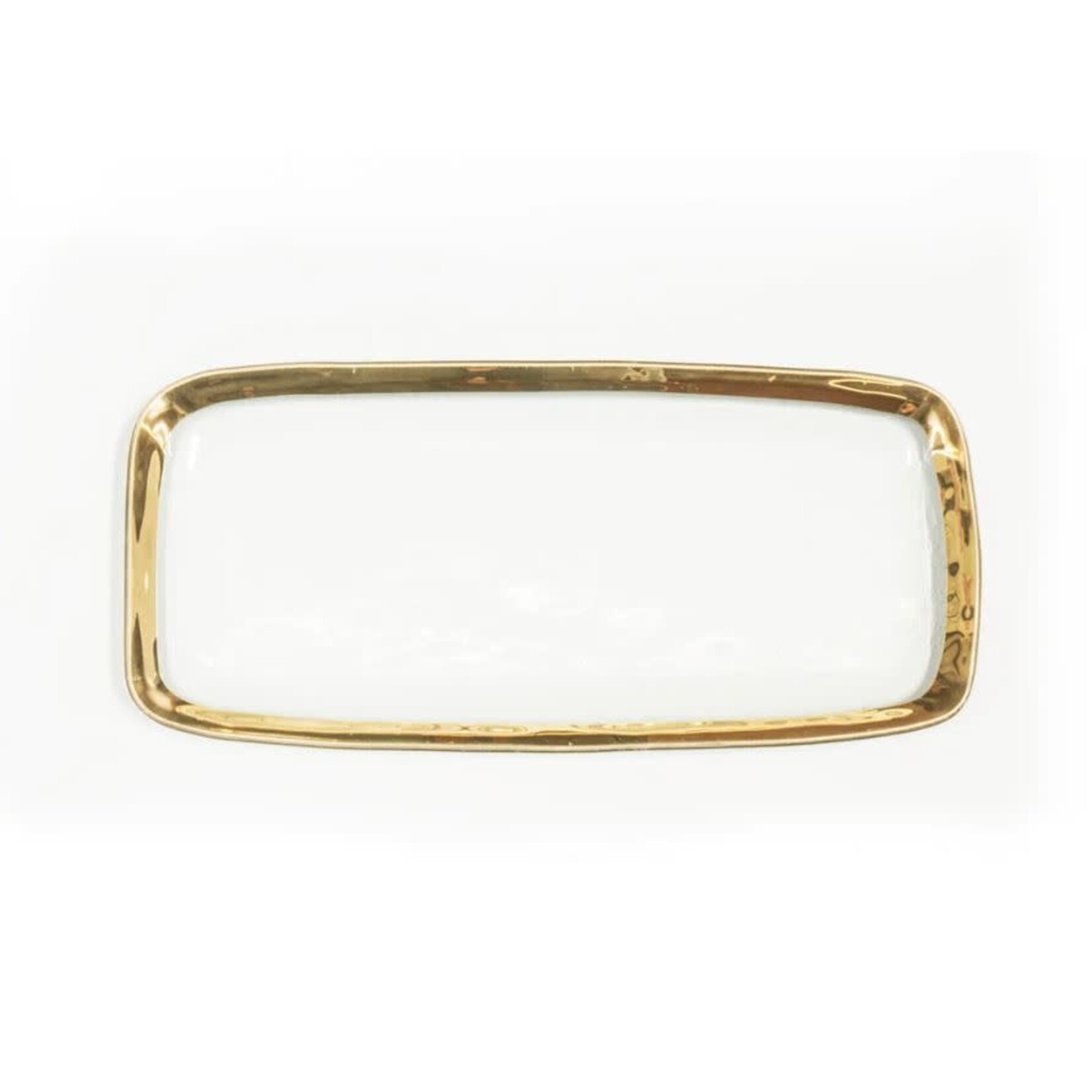 Annieglass Roman Antique Rectangular Tray 24K Gold