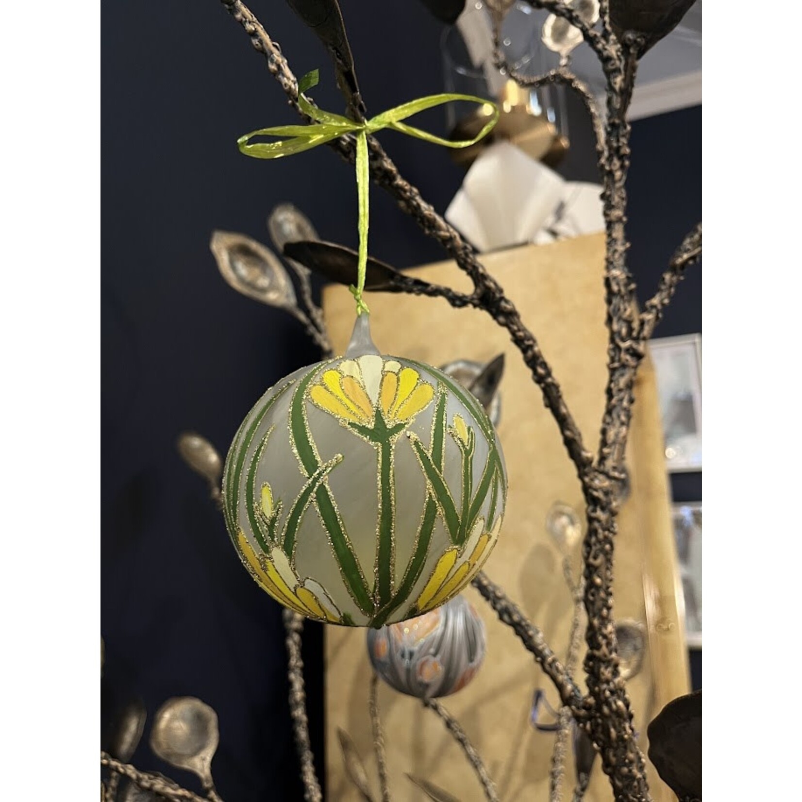 Peter's Seasons Hand Painted Spring Flower Glass Ornament Large