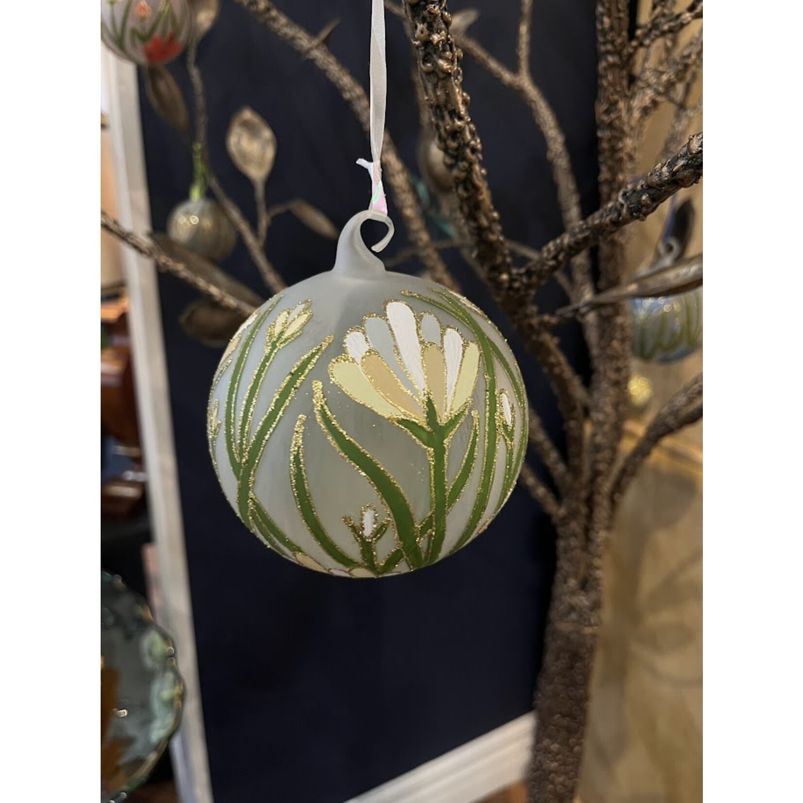 Peter's Seasons Hand Painted Spring Flower Glass Ornament Large