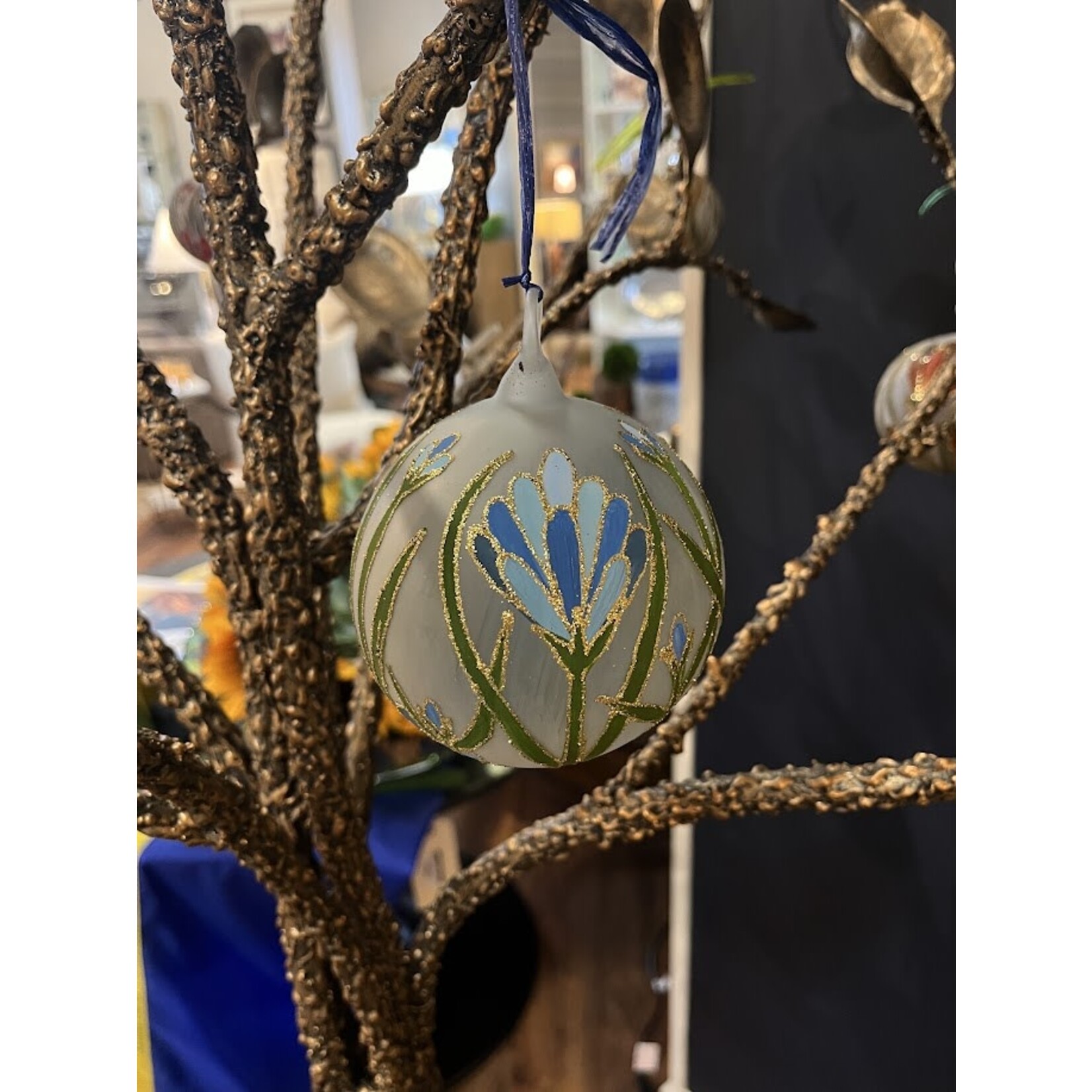 Peter's Seasons Hand Painted Spring Flower Glass Ornament Large