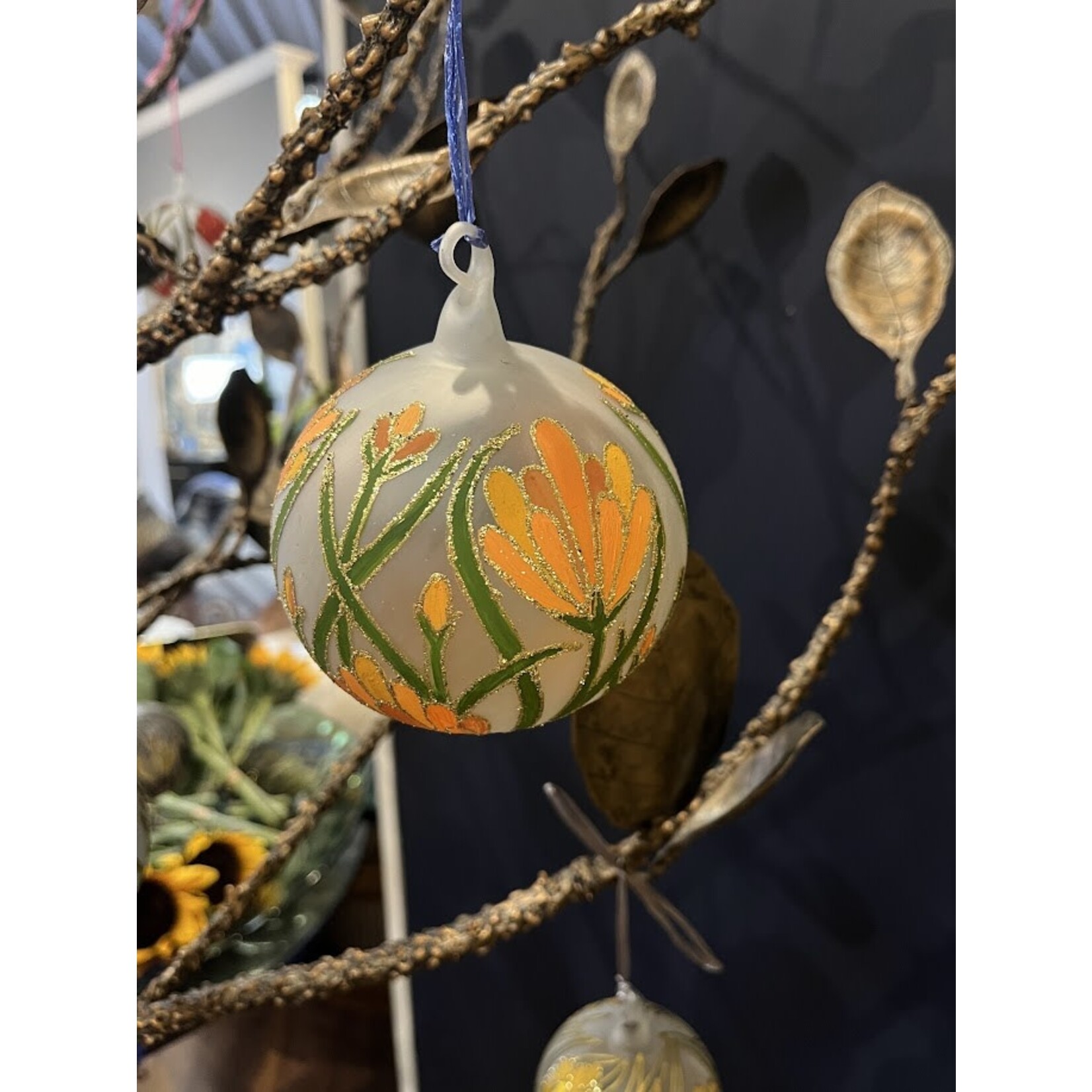 Peter's Seasons Hand Painted Spring Flower Glass Ornament Large