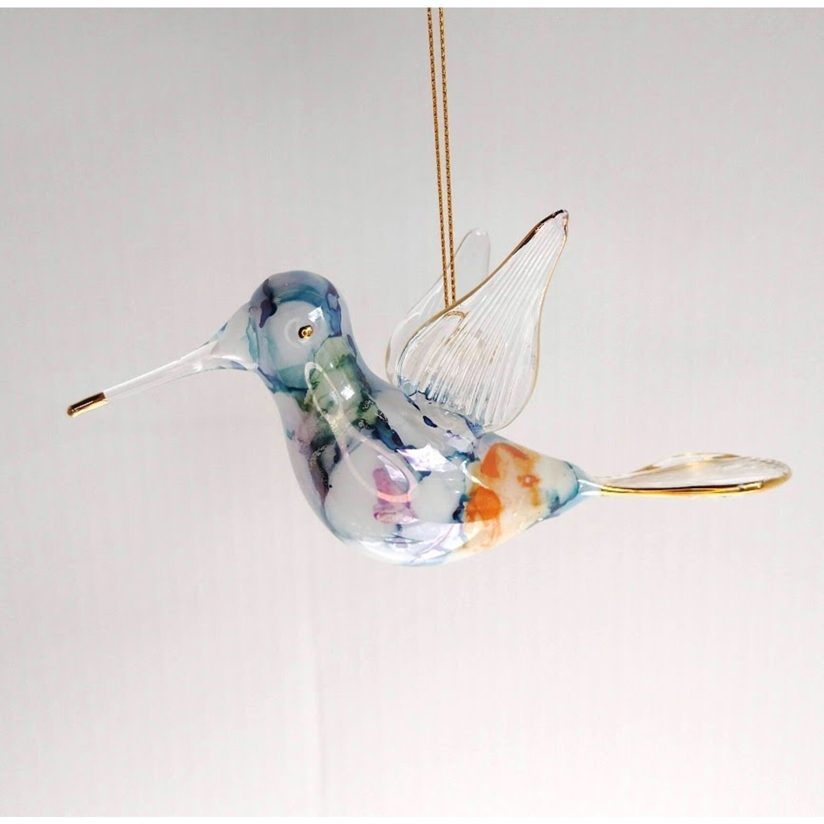 Unique Tradings Glass Humming Bird Marble Ornament