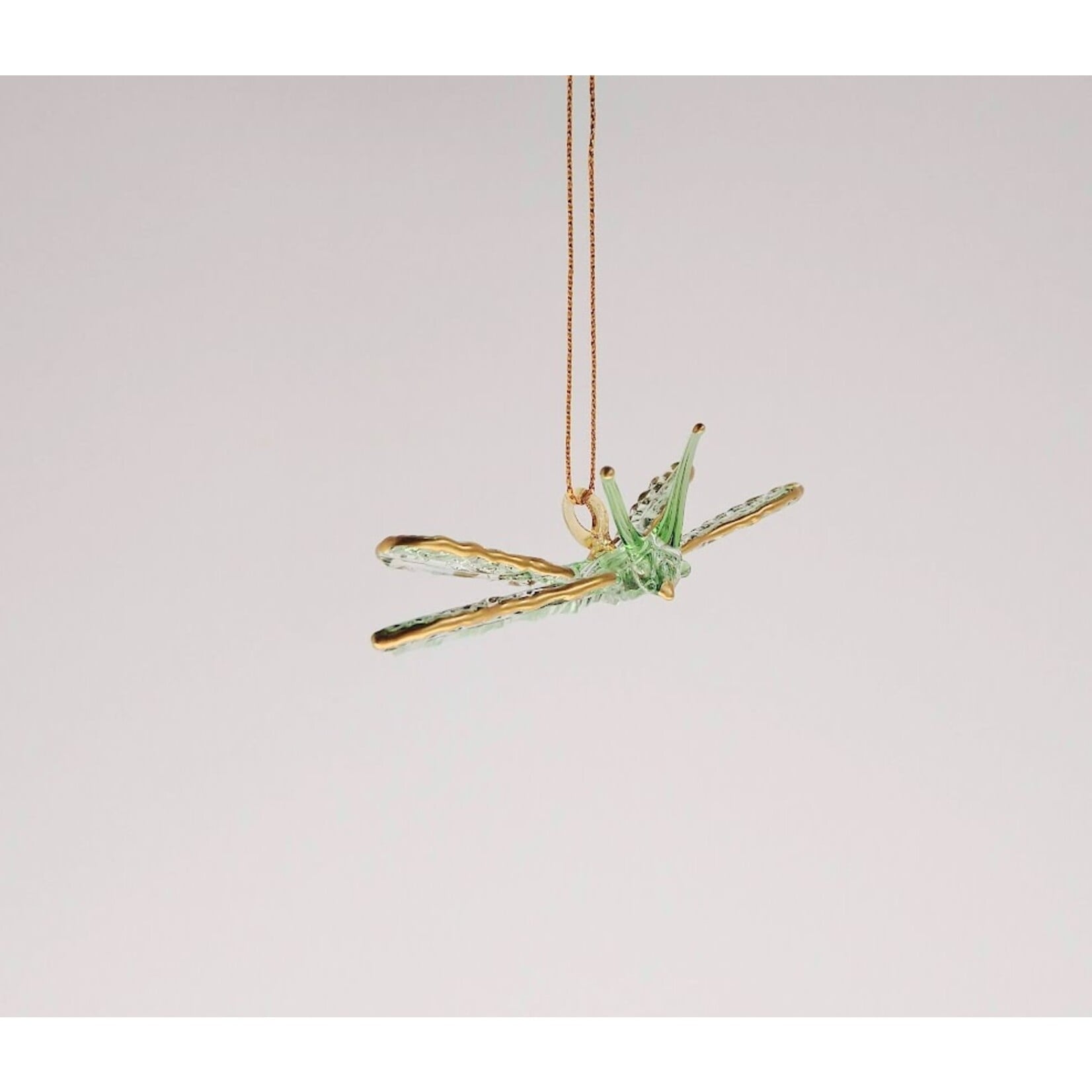 Unique Tradings Gold Dragonfly Mouth Blown Glass Ornament
