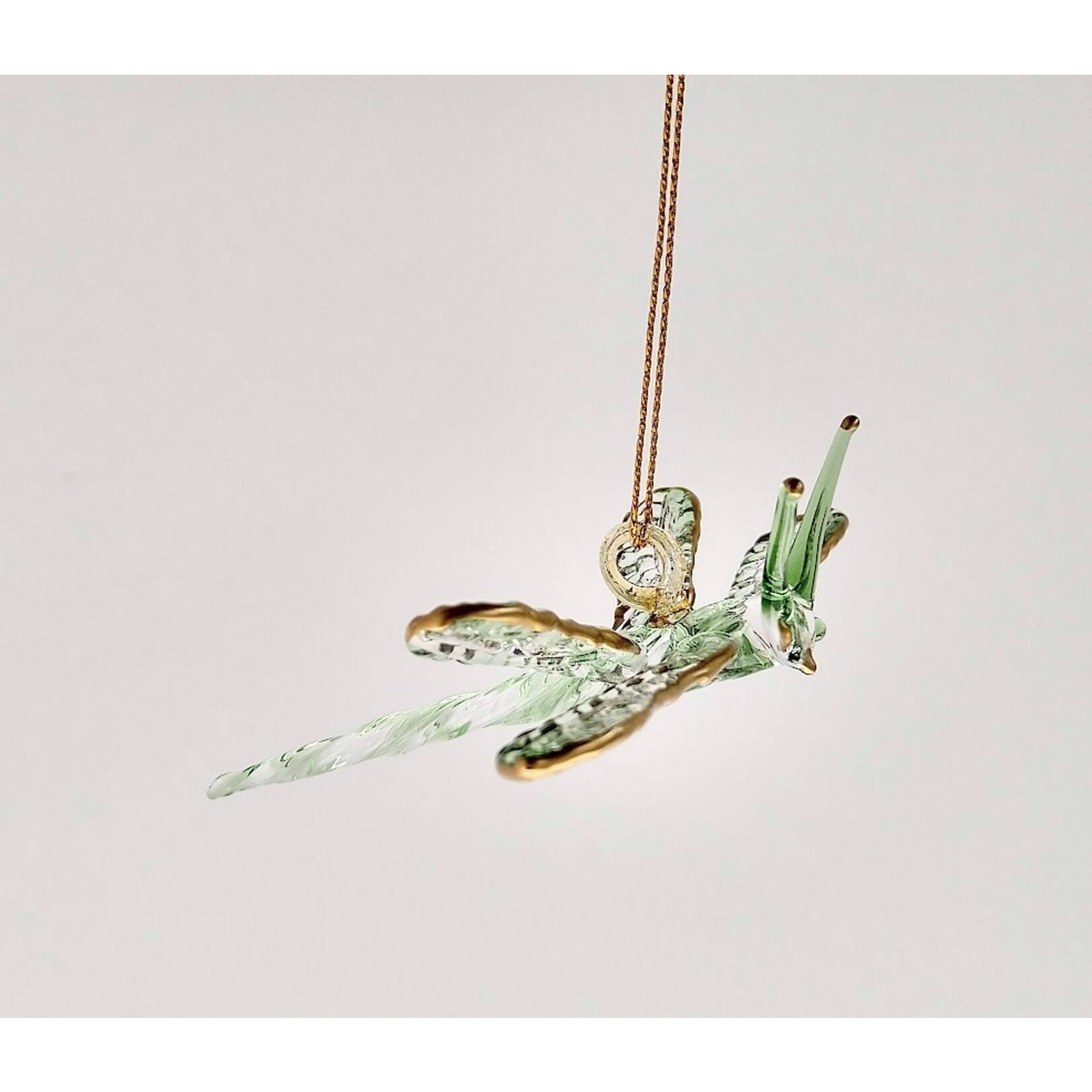 Unique Tradings Gold Dragonfly Mouth Blown Glass Ornament
