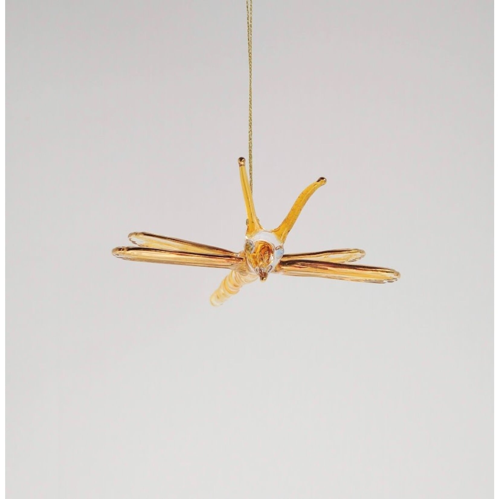 Unique Tradings Gold Dragonfly Mouth Blown Glass Ornament