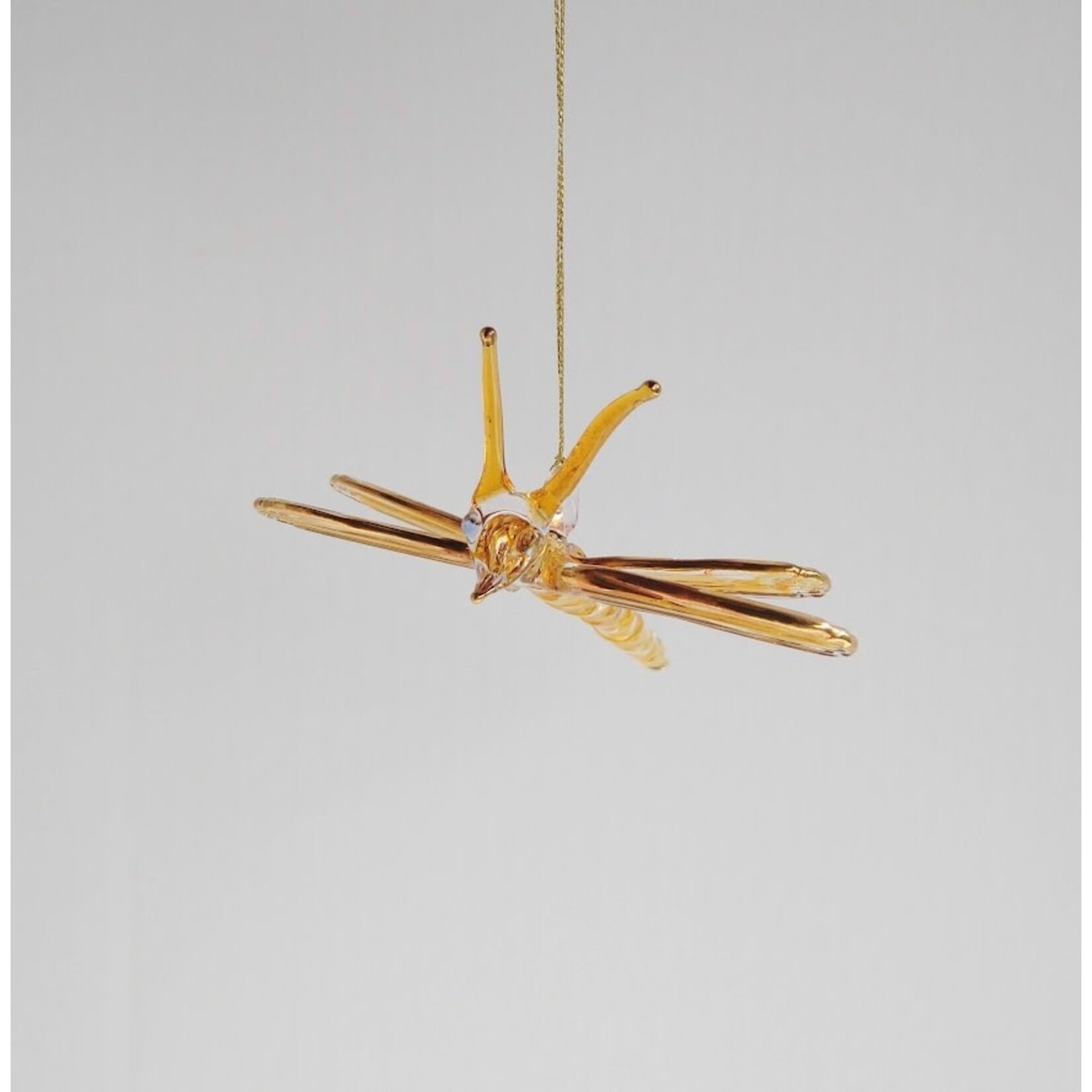 Unique Tradings Gold Dragonfly Mouth Blown Glass Ornament