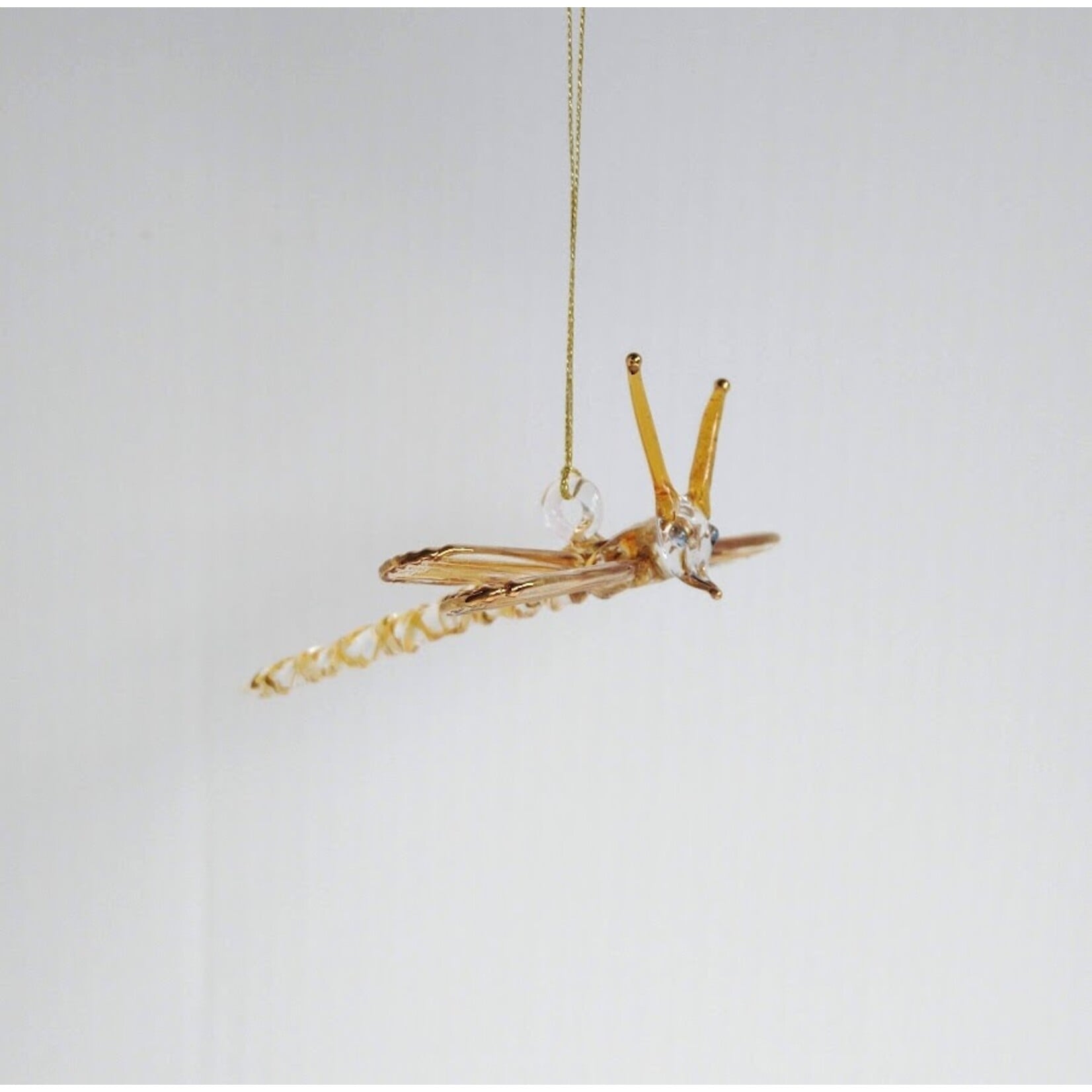 Unique Tradings Gold Dragonfly Mouth Blown Glass Ornament