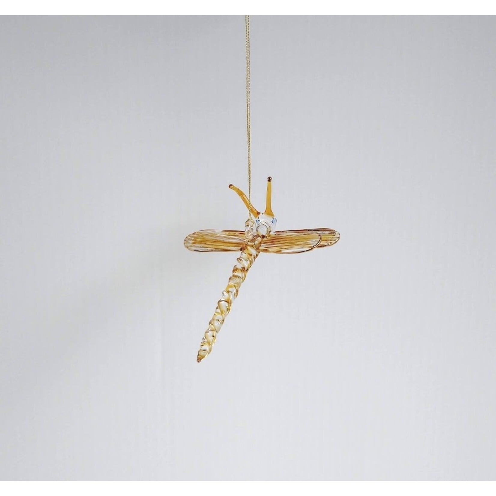 Unique Tradings Gold Dragonfly Mouth Blown Glass Ornament