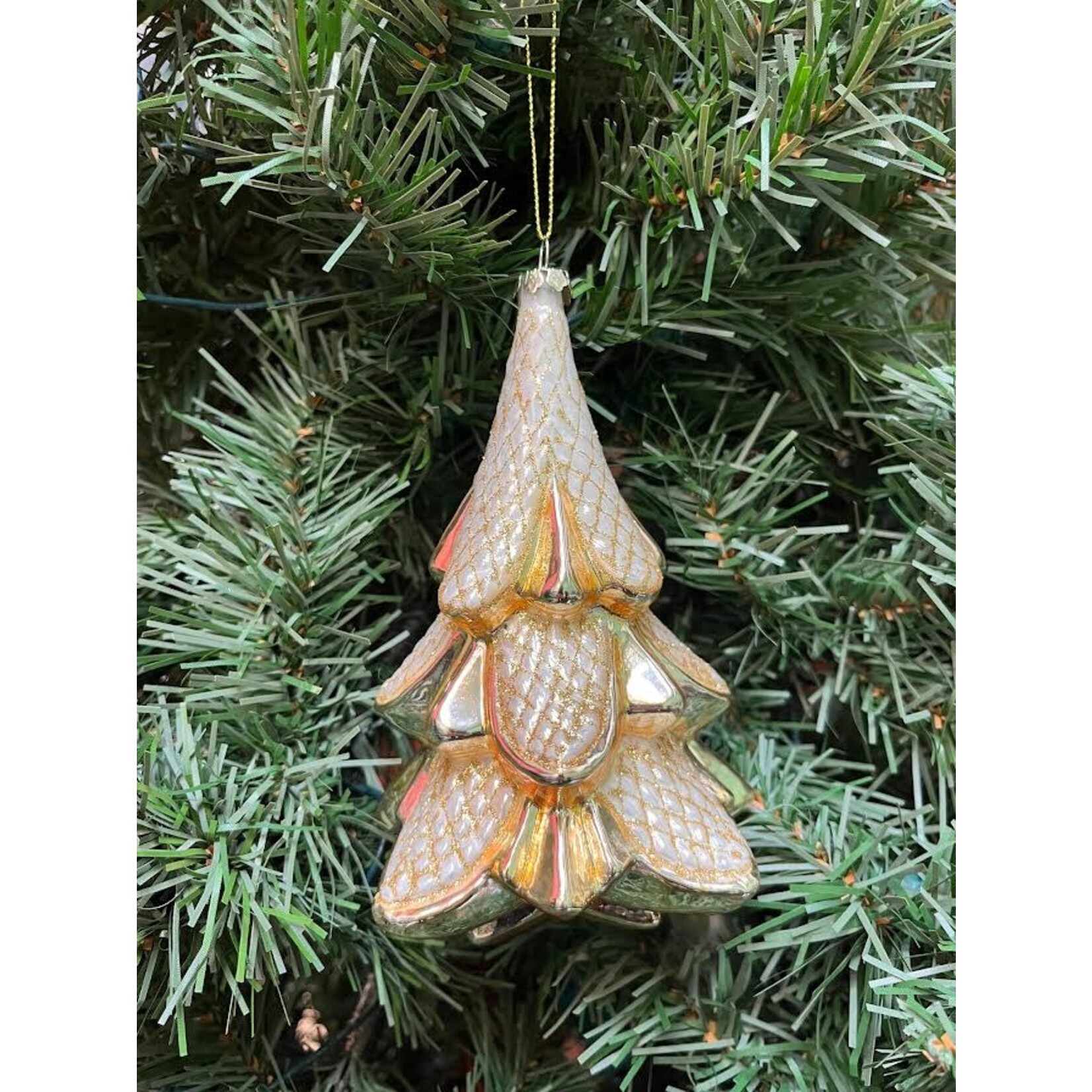 Katherine's Collection Glass Iridescent Gold Tree Ornament