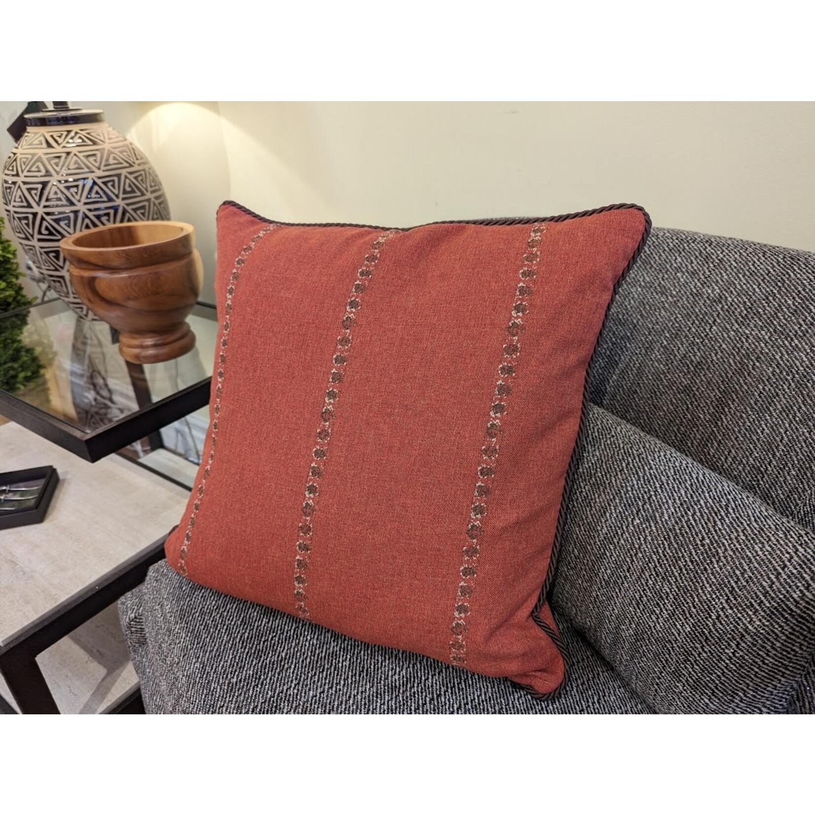 Henredon Paprika with Brown Cord Welt Pillow