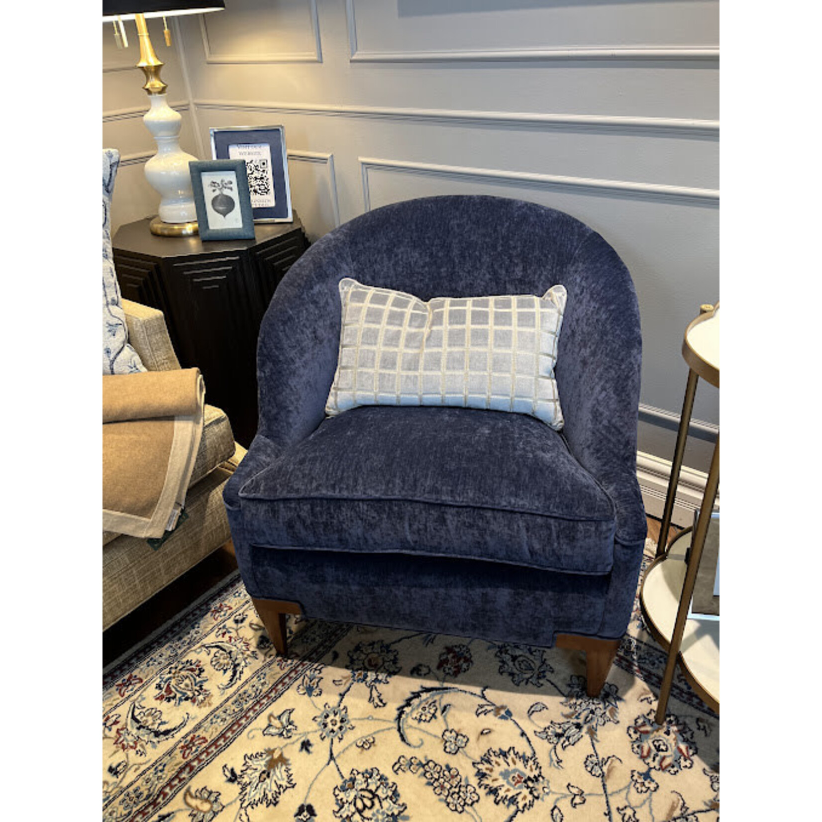 Theodore Alexander Lafayette Blue Velvet Chair