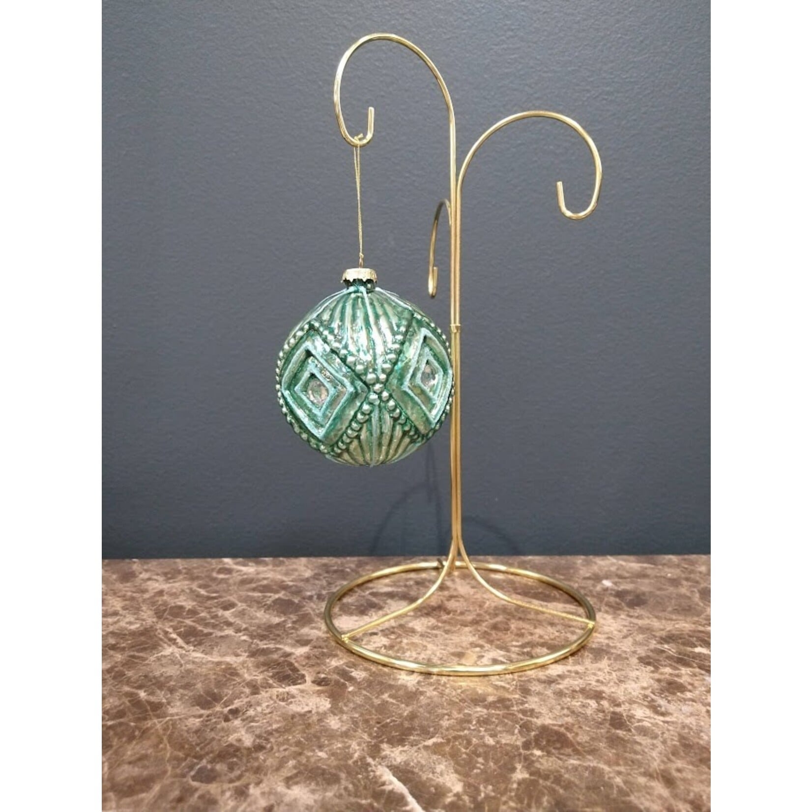 Two's Company Metallic Glass Ball Ornament K