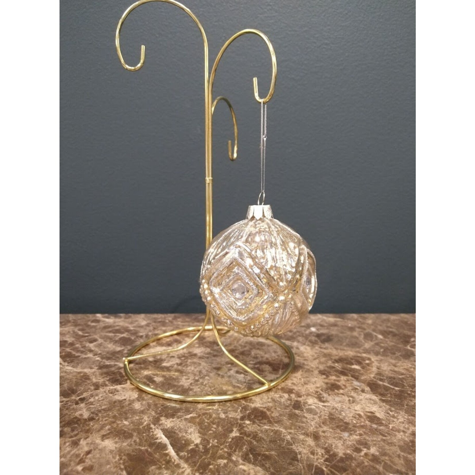 Two's Company Metallic Glass Ornament K