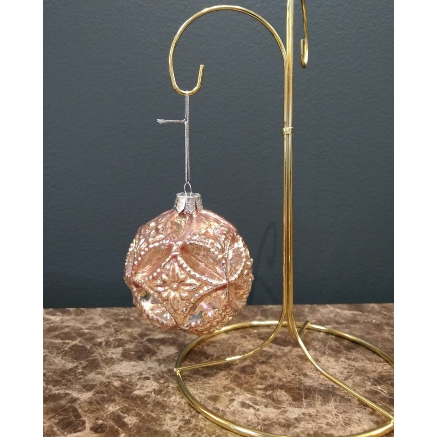 Two's Company Metallic Glass Ball Ornament H