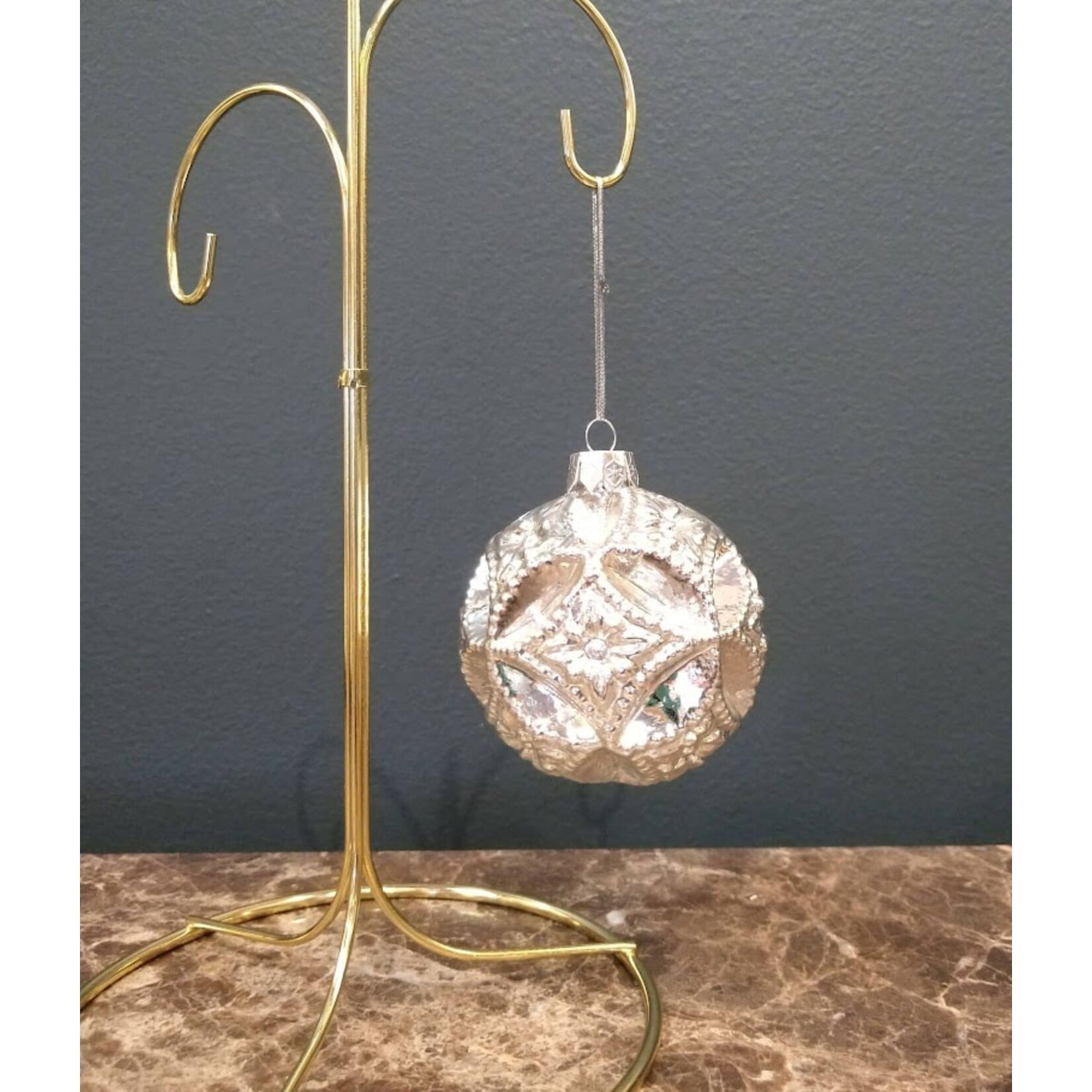 Two's Company Metallic Glass Ball Ornament H