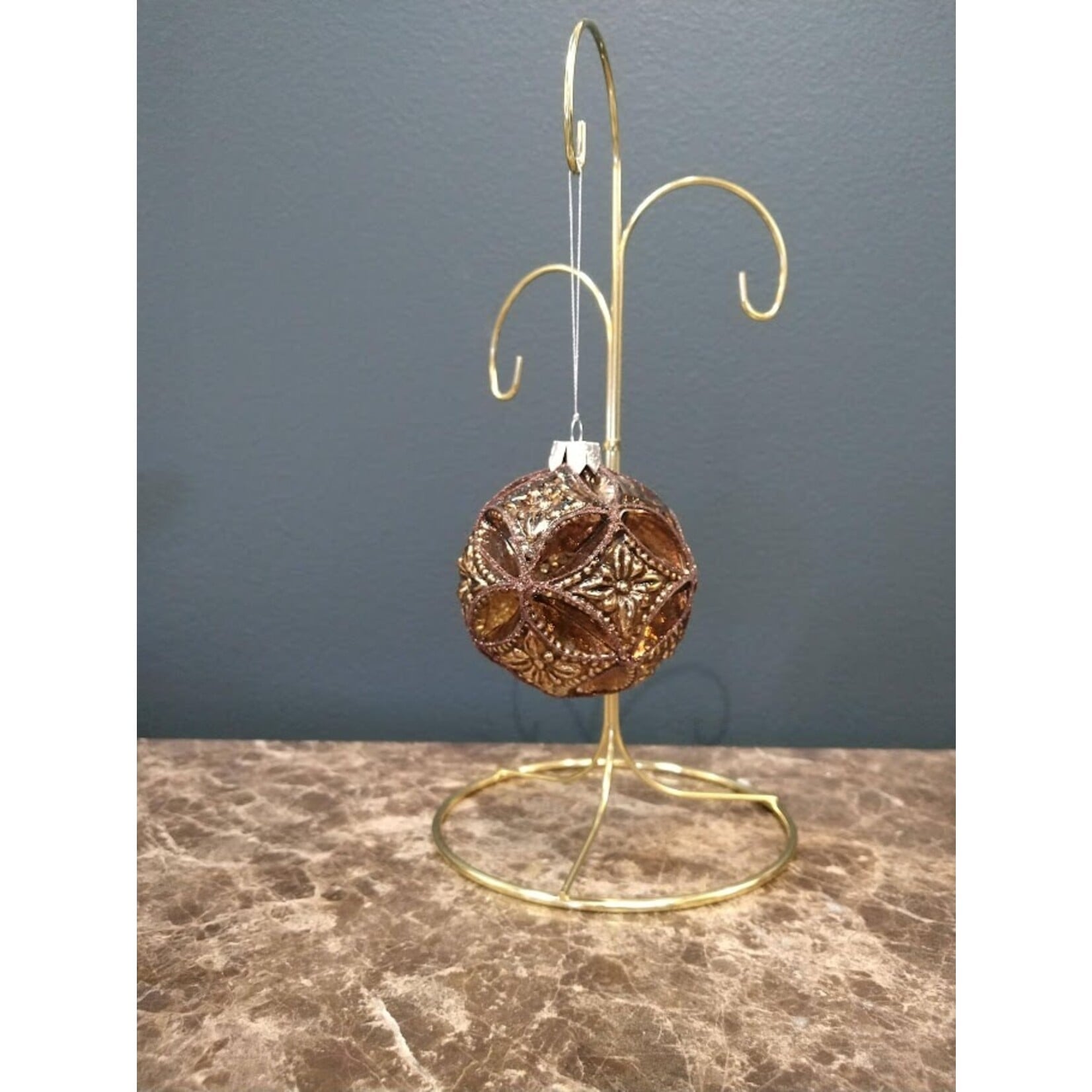 Two's Company Metallic Glass Ball Ornament H