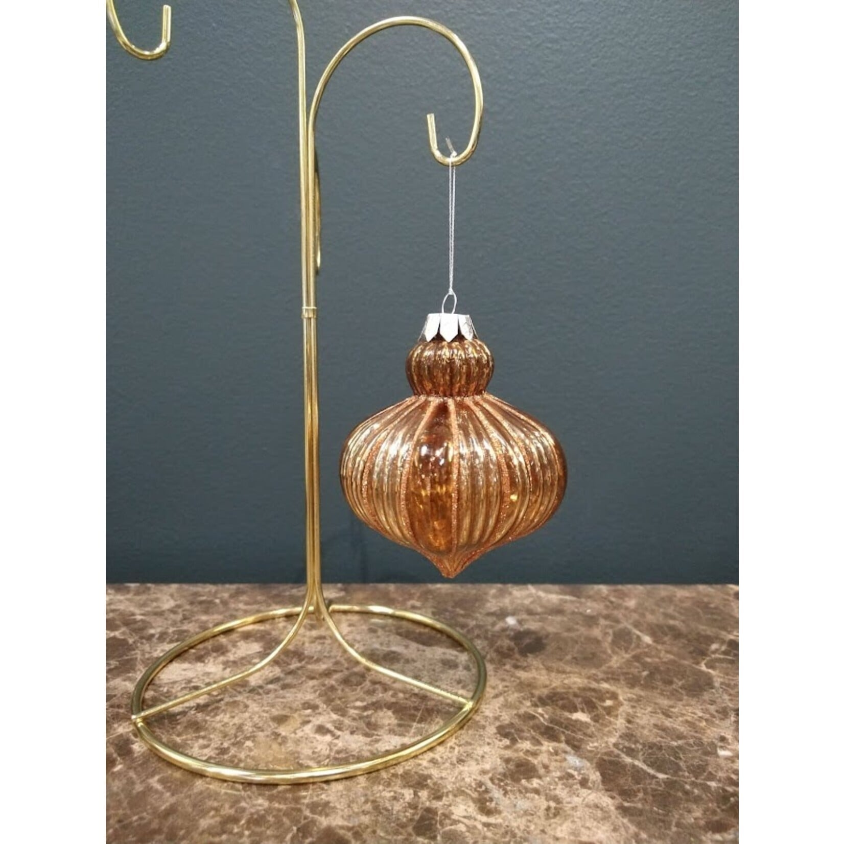 Two's Company Metallic Glass Ball Ornament H