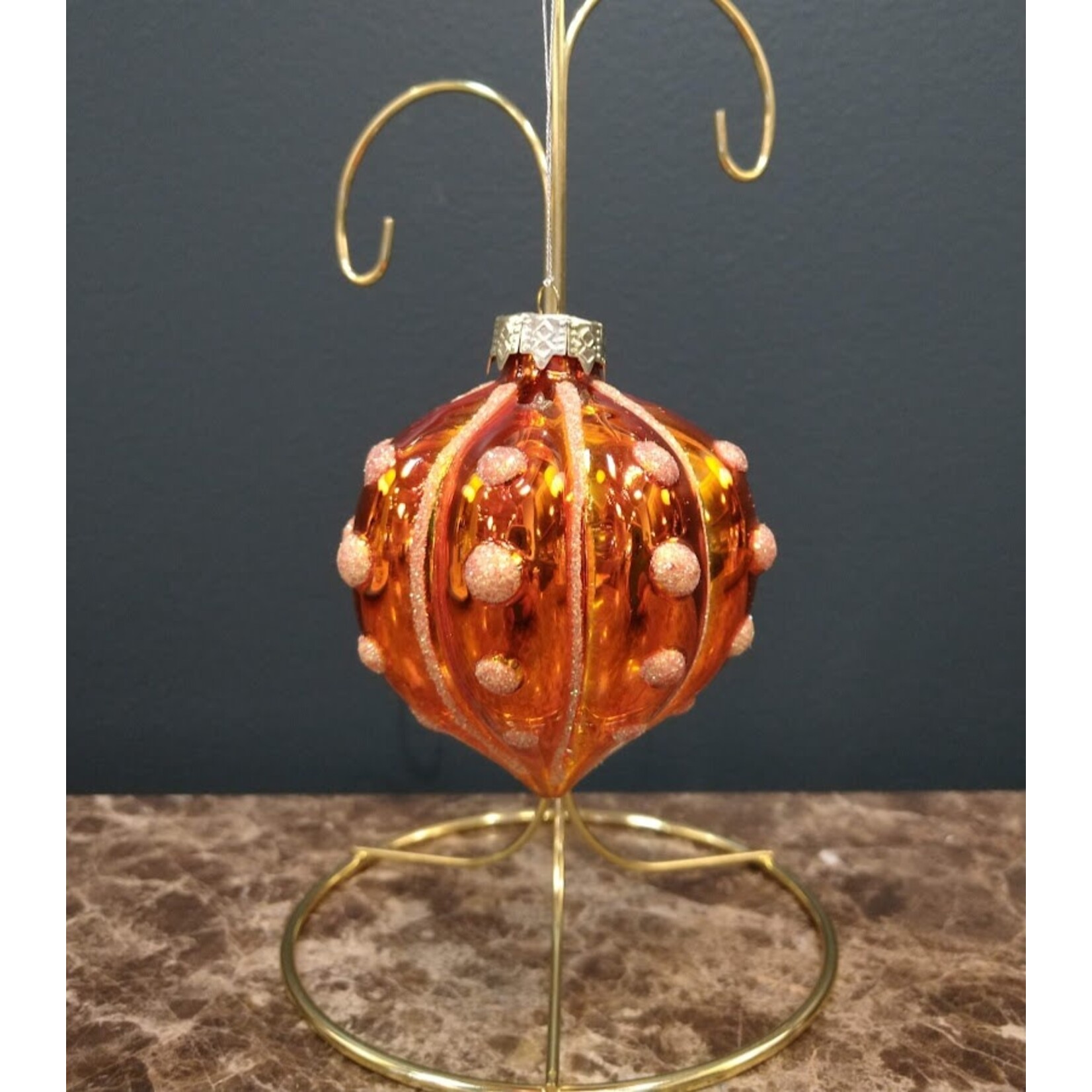 Two's Company Metallic Glass Ornament J