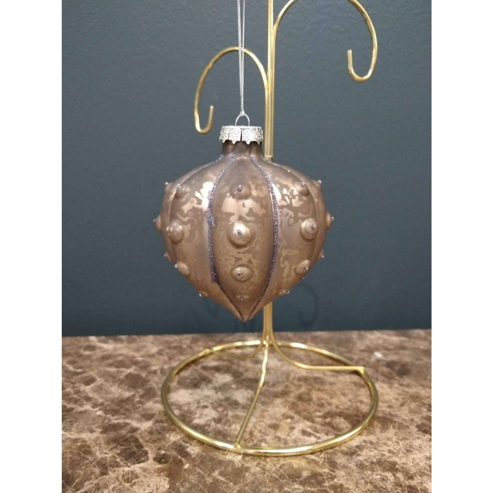 Two's Company Metallic Glass Ball Ornament J