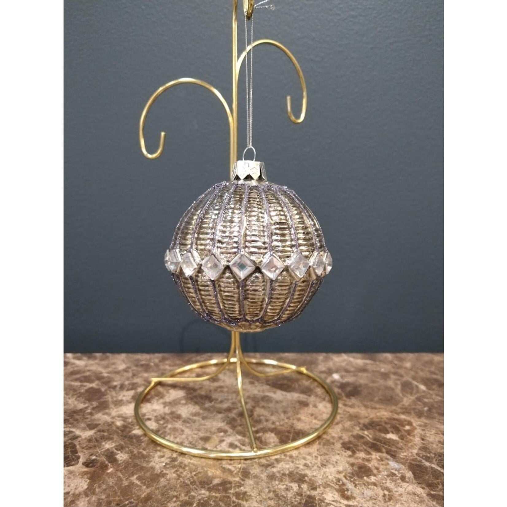 Two's Company Metallic Glass Ball Ornament J