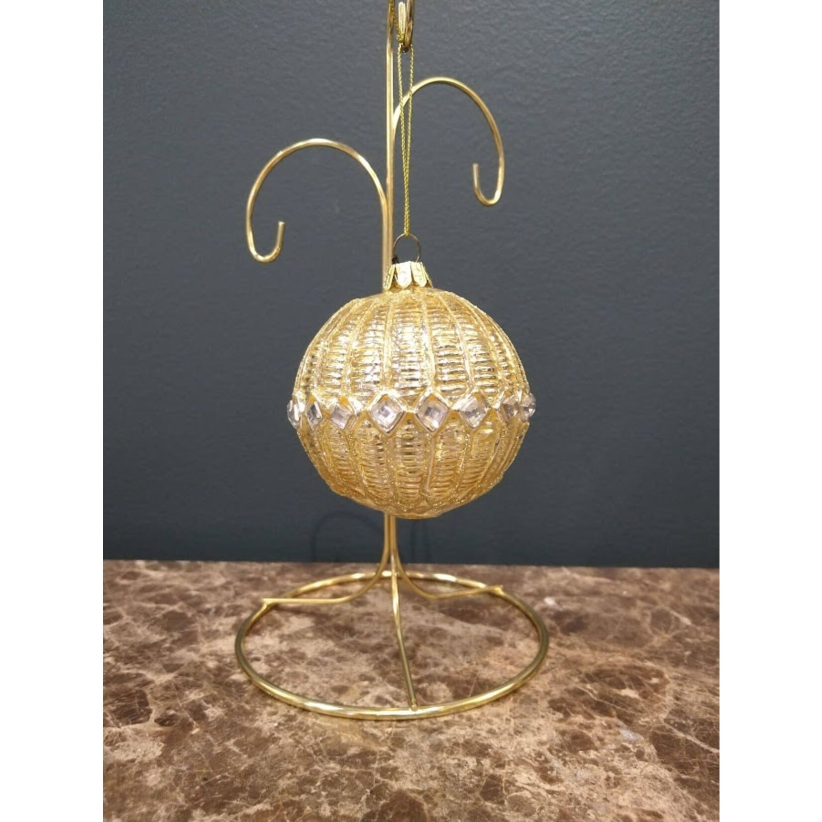 Two's Company Metallic Glass Ball Ornament J