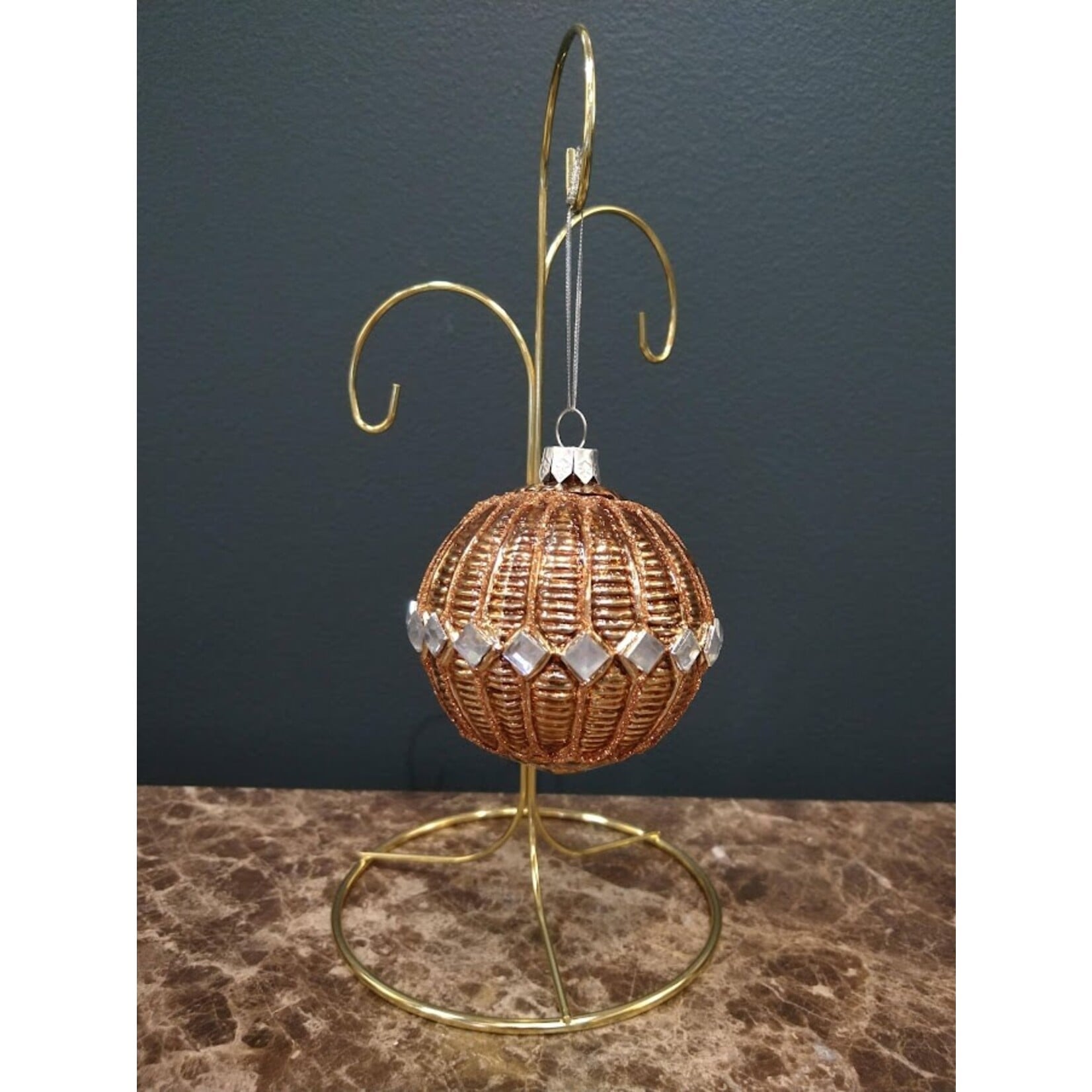Two's Company Metallic Glass Ball Ornament J