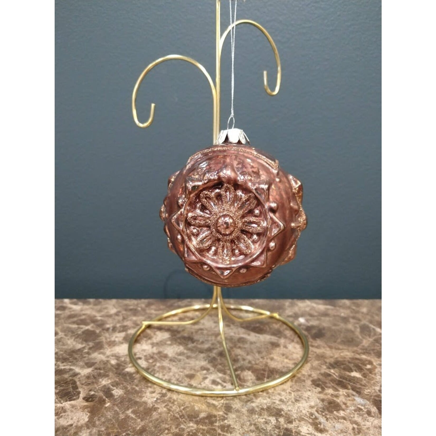 Two's Company Metallic Glass Ball Ornament J