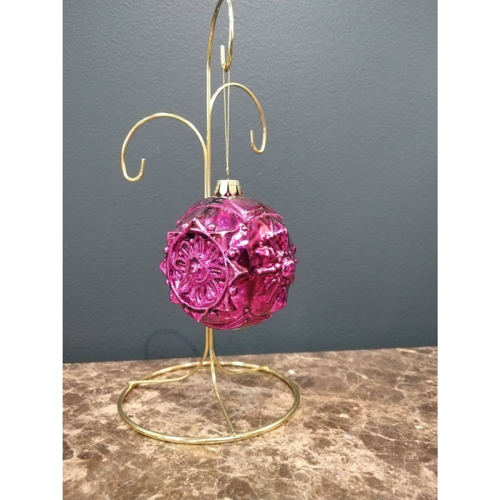 Two's Company Metallic Glass Ornament J