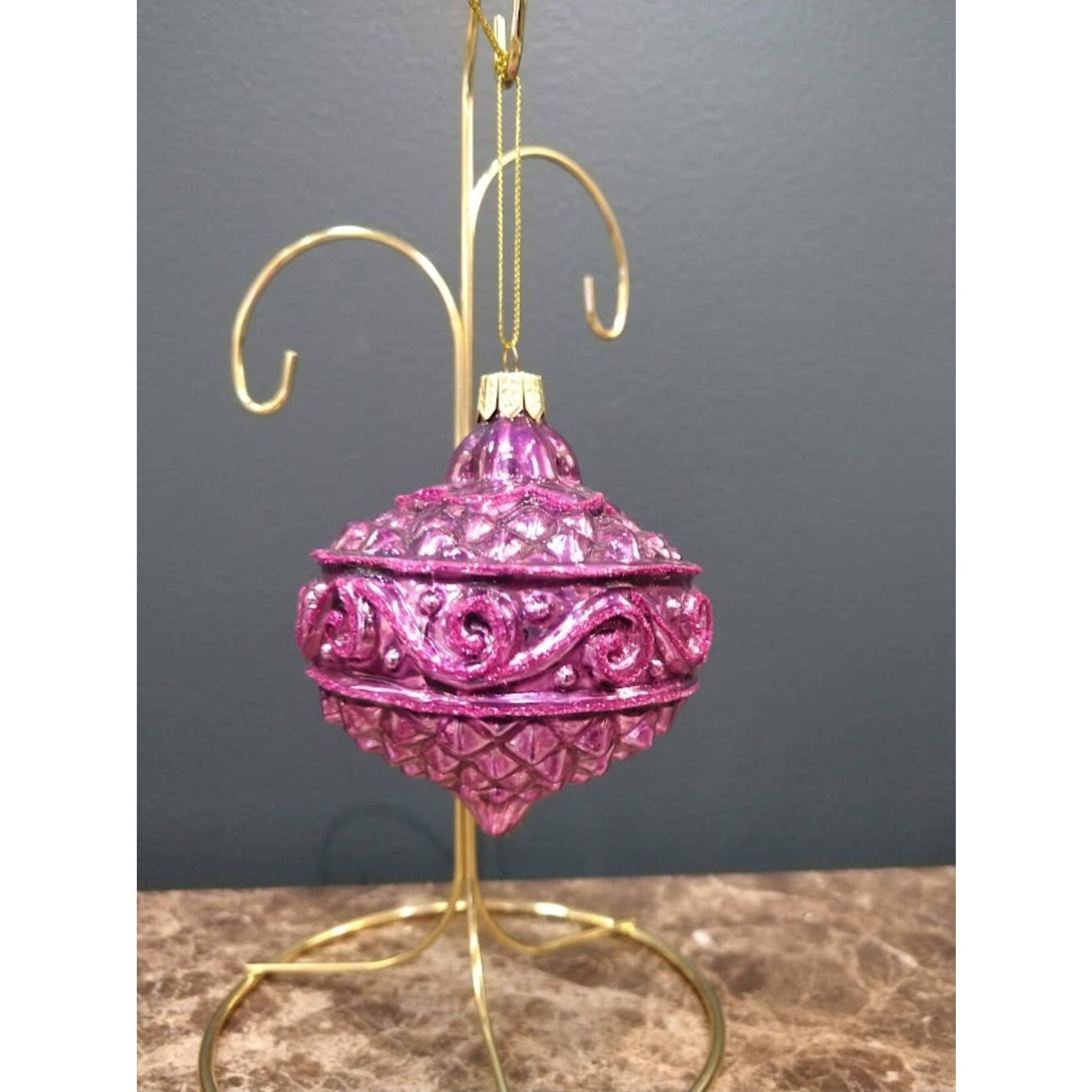 Two's Company Metallic Glass Ball Ornament J