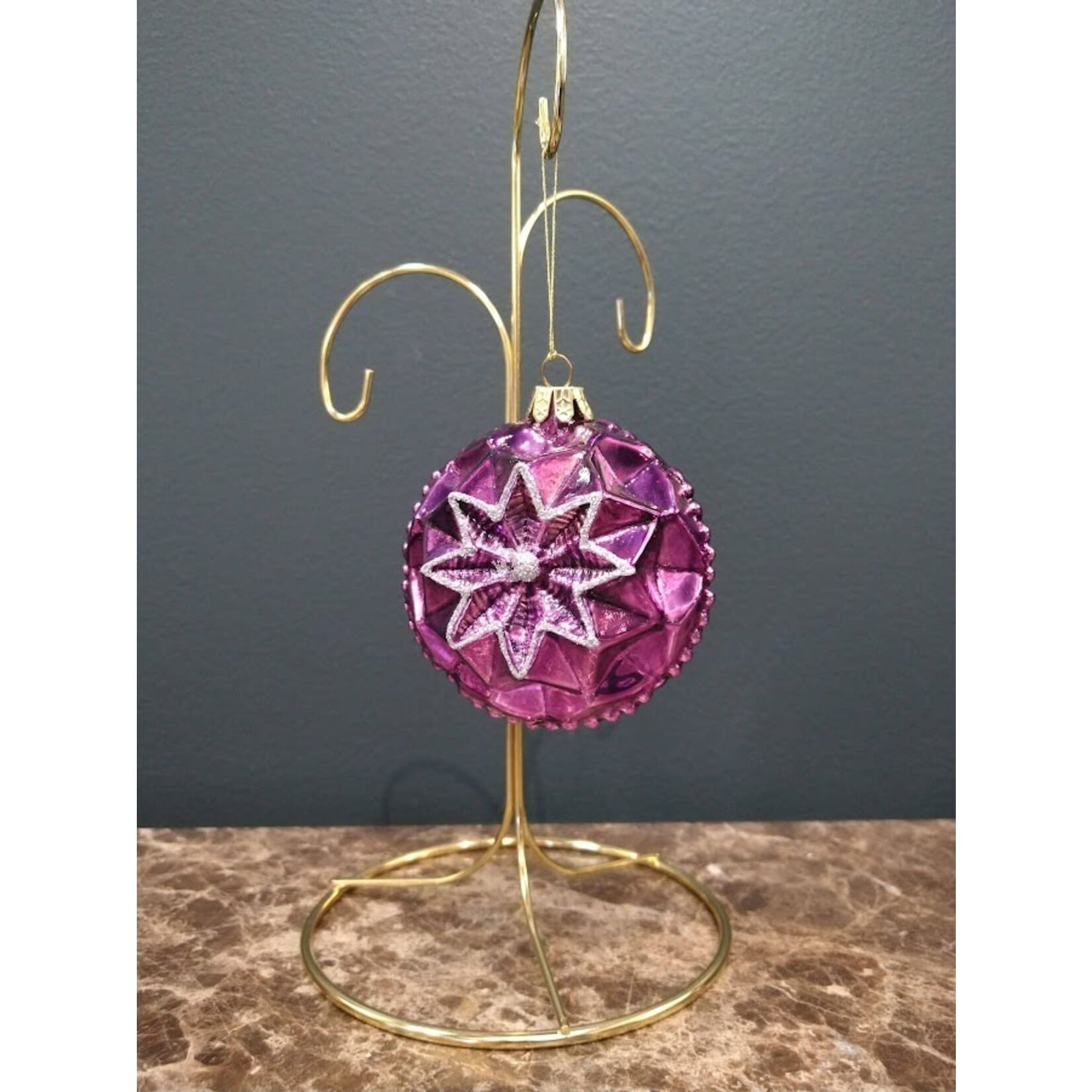 Two's Company Metallic Glass Ball Ornament J