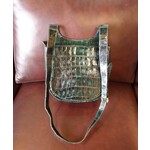 John Cole Green Erie Crocodile Crossbody Handbag