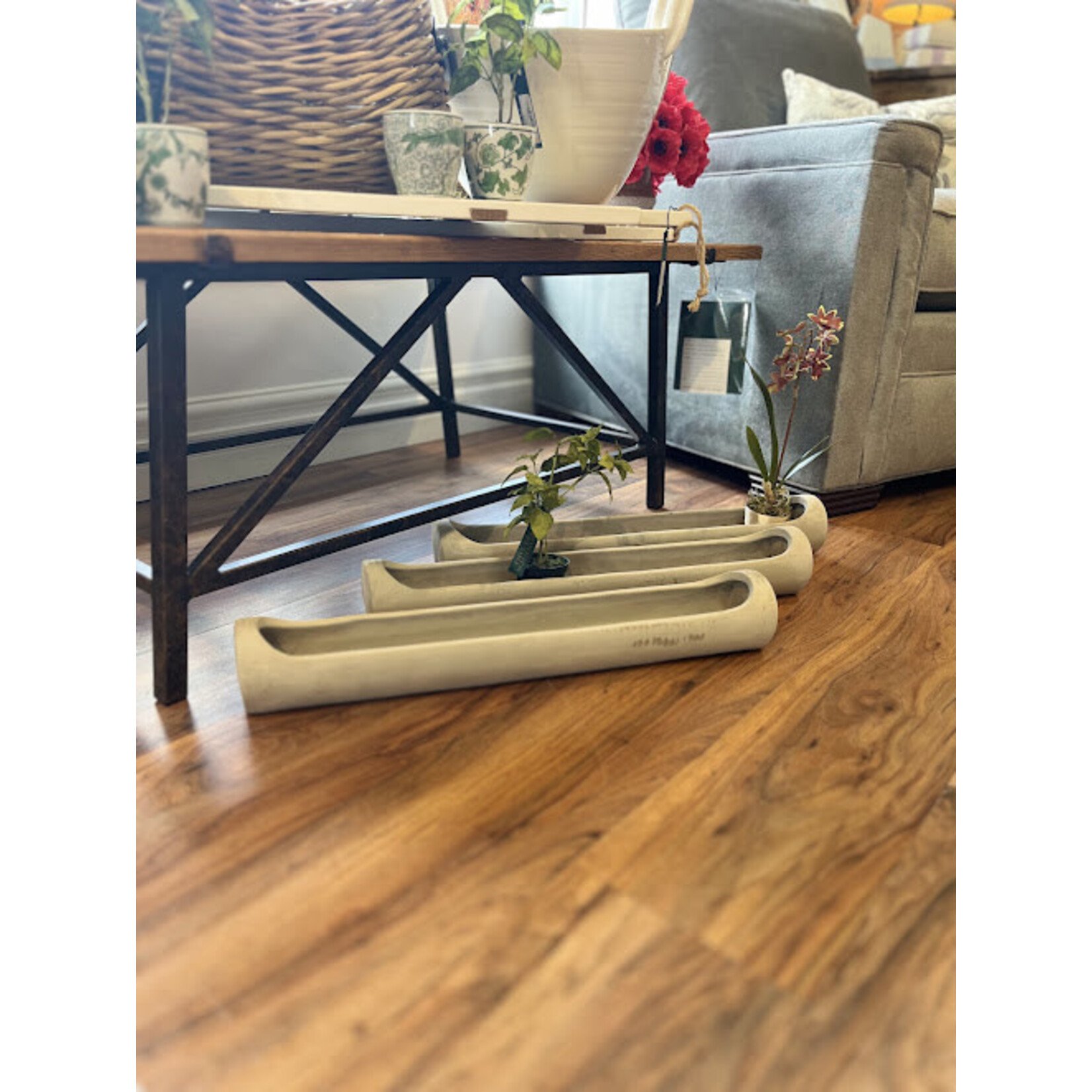 Napa Home and Garden Gray Concrete Pipe Cachepot 23.5" x 4"